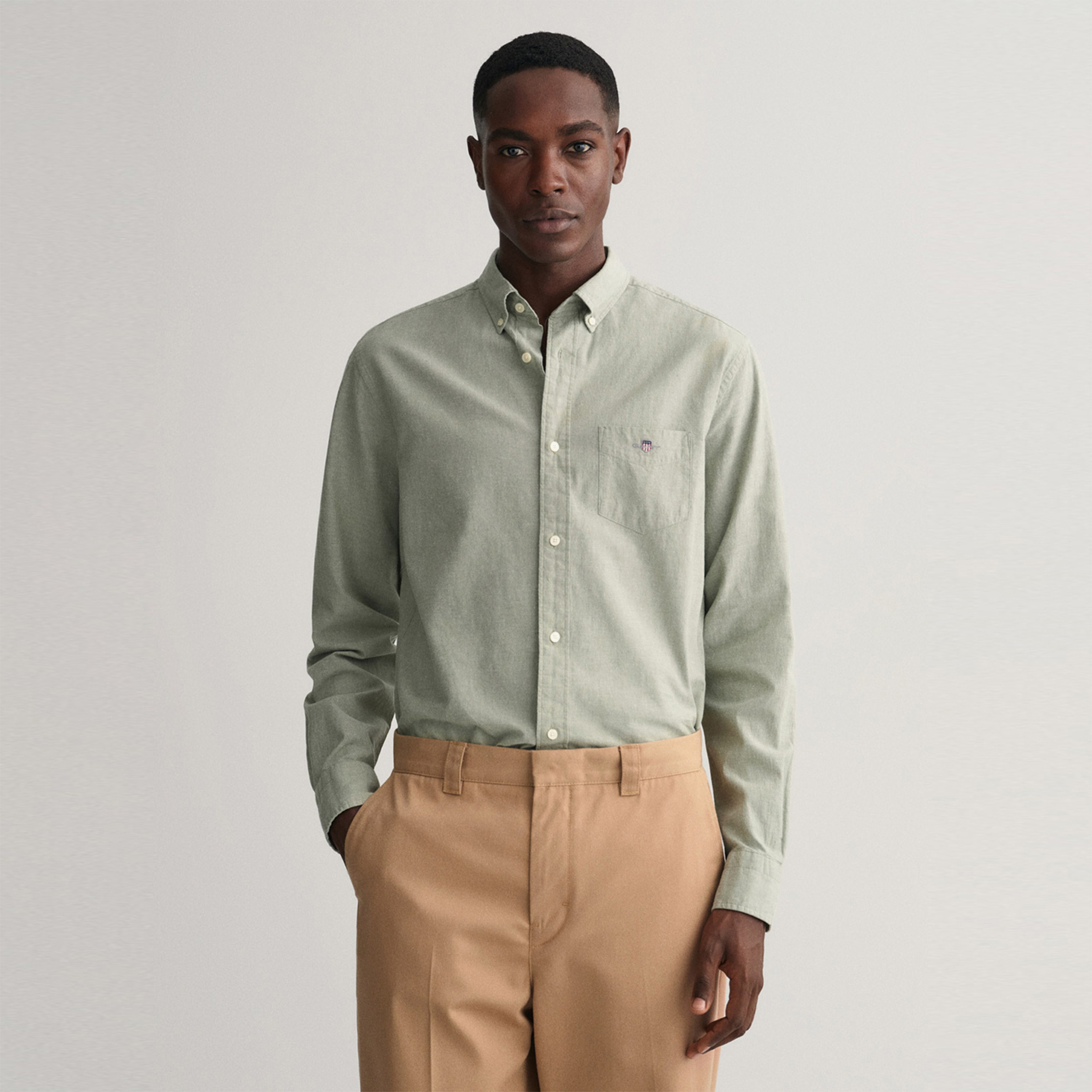 GANT Erkek Yeşil Regular Fit Keten Gömlek