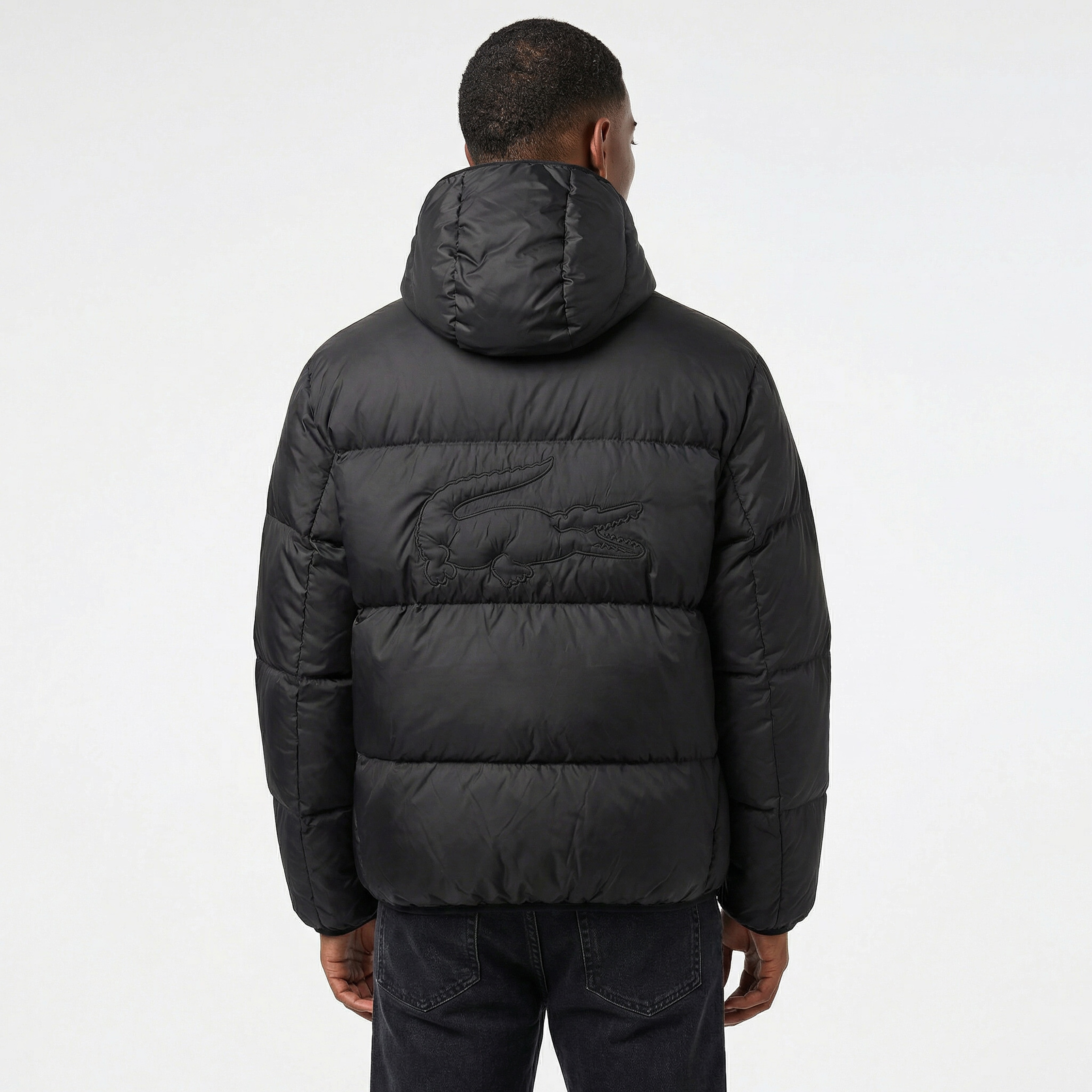 Erkek Relaxed Fit Kapüşonlu Siyah Şişme Mont