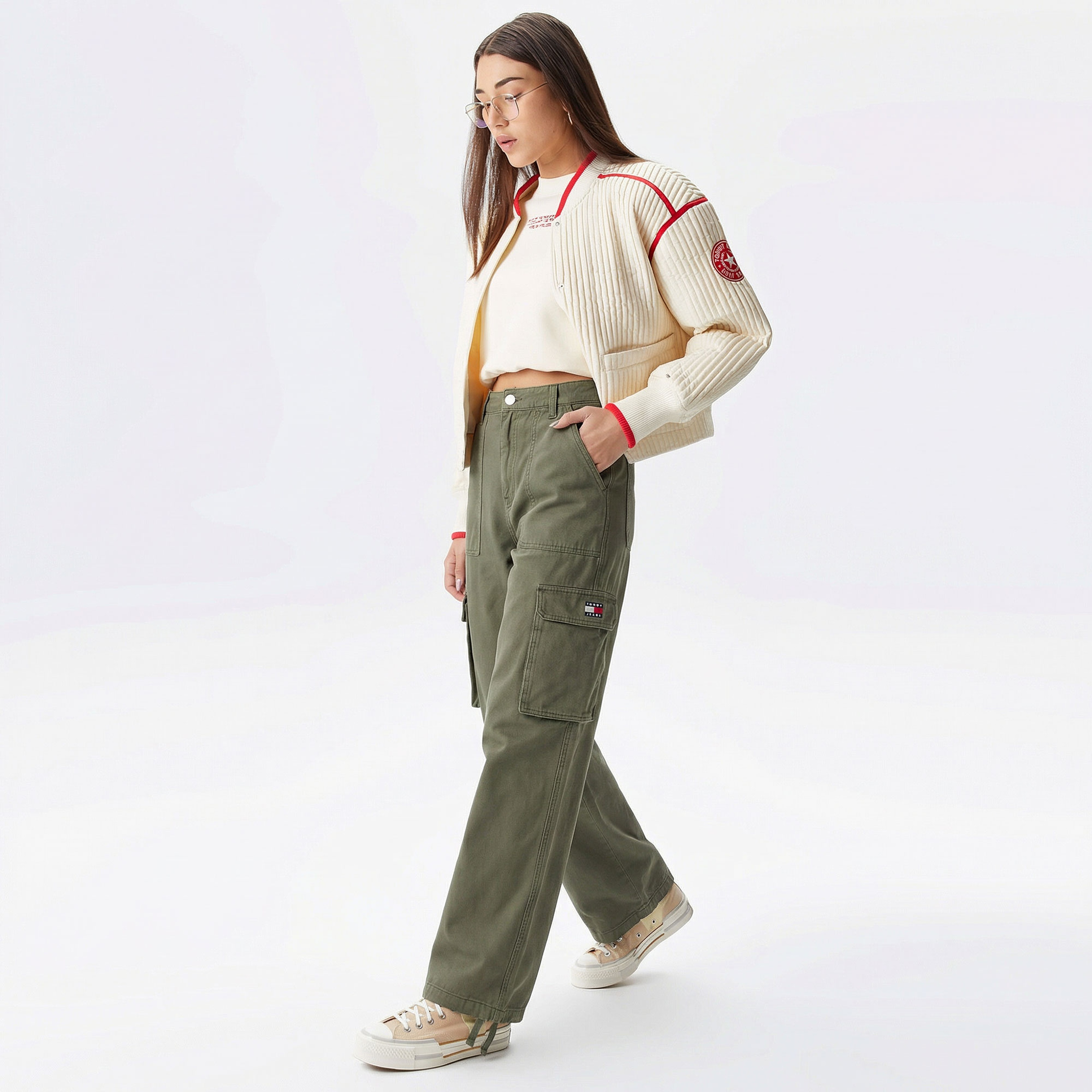 Tommy Jeans Claire Utility Blocking Kadın Yeşil Pantolon