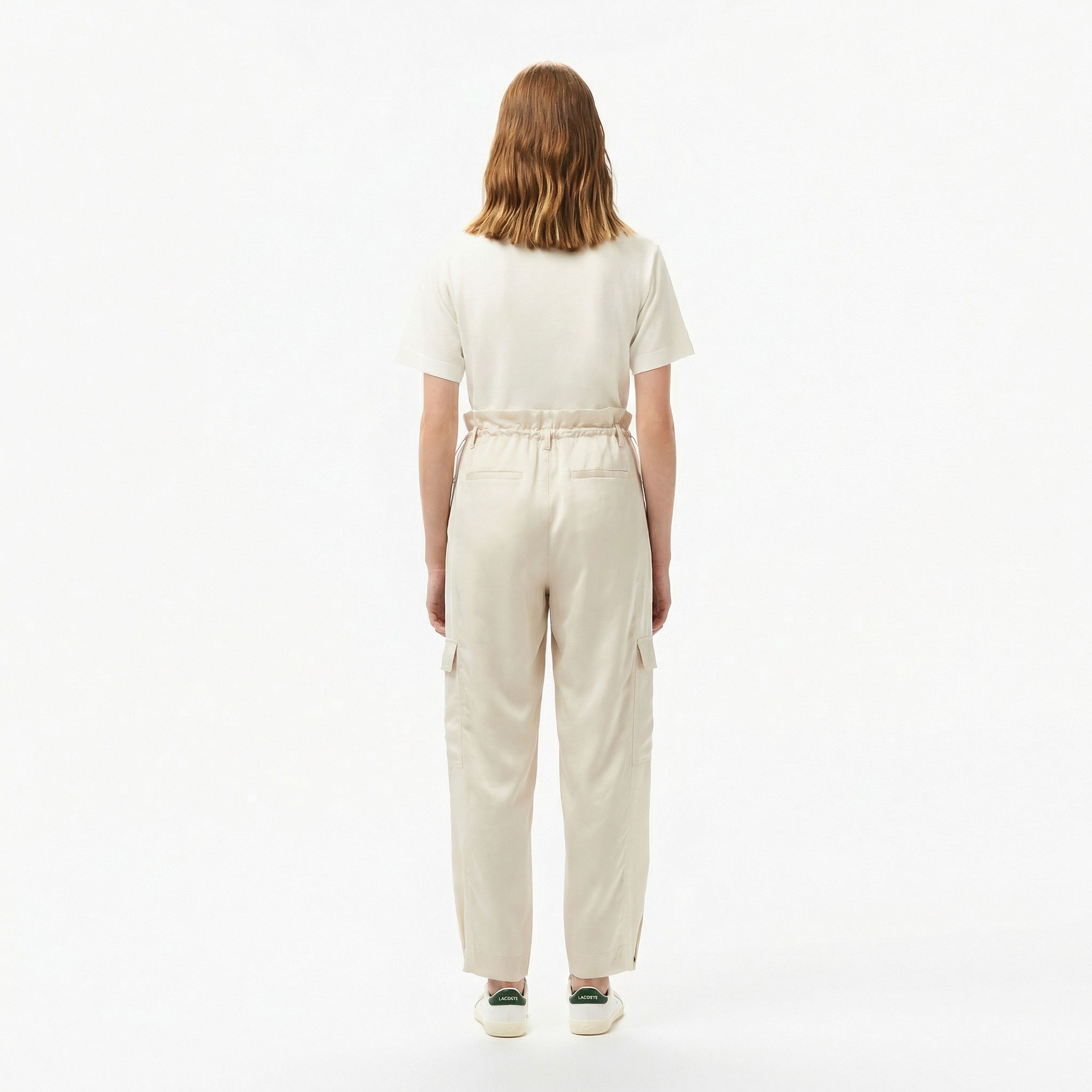 Kadın Oversize Fit Krem Kargo Pantolon