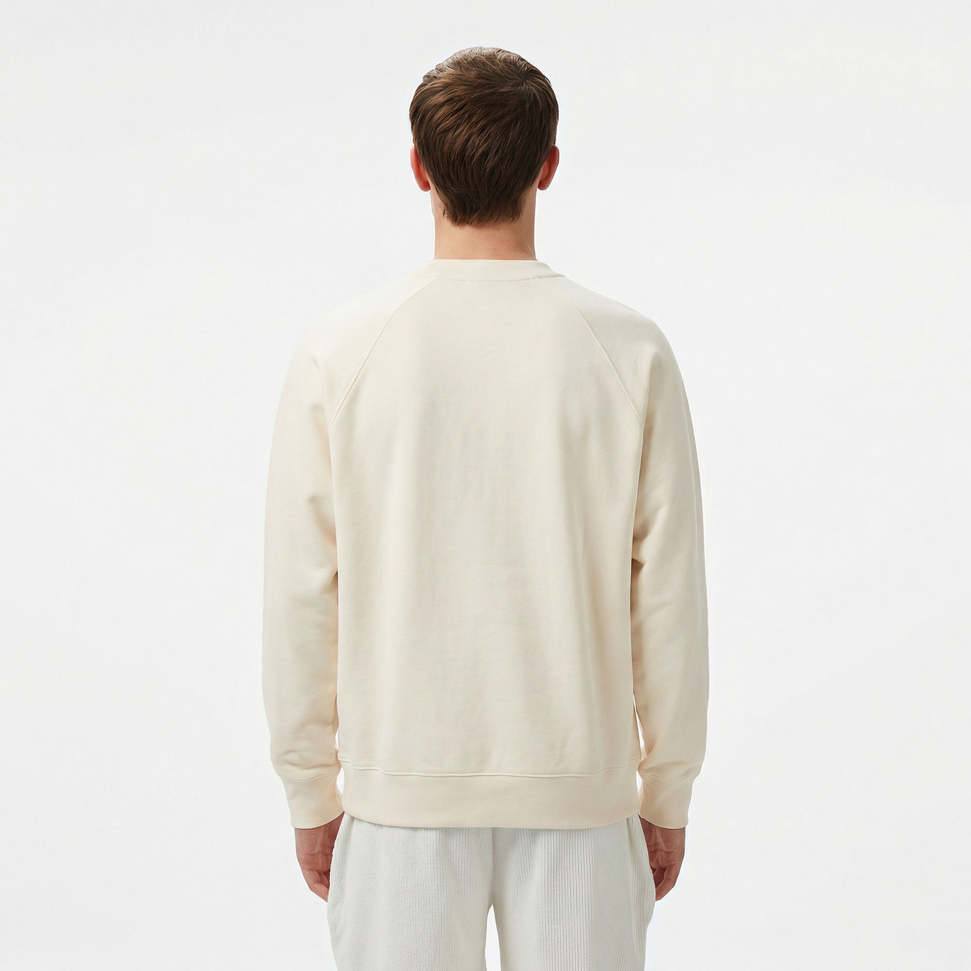 Erkek Classic Fit Bisiklet Yaka Krem Sweatshirt