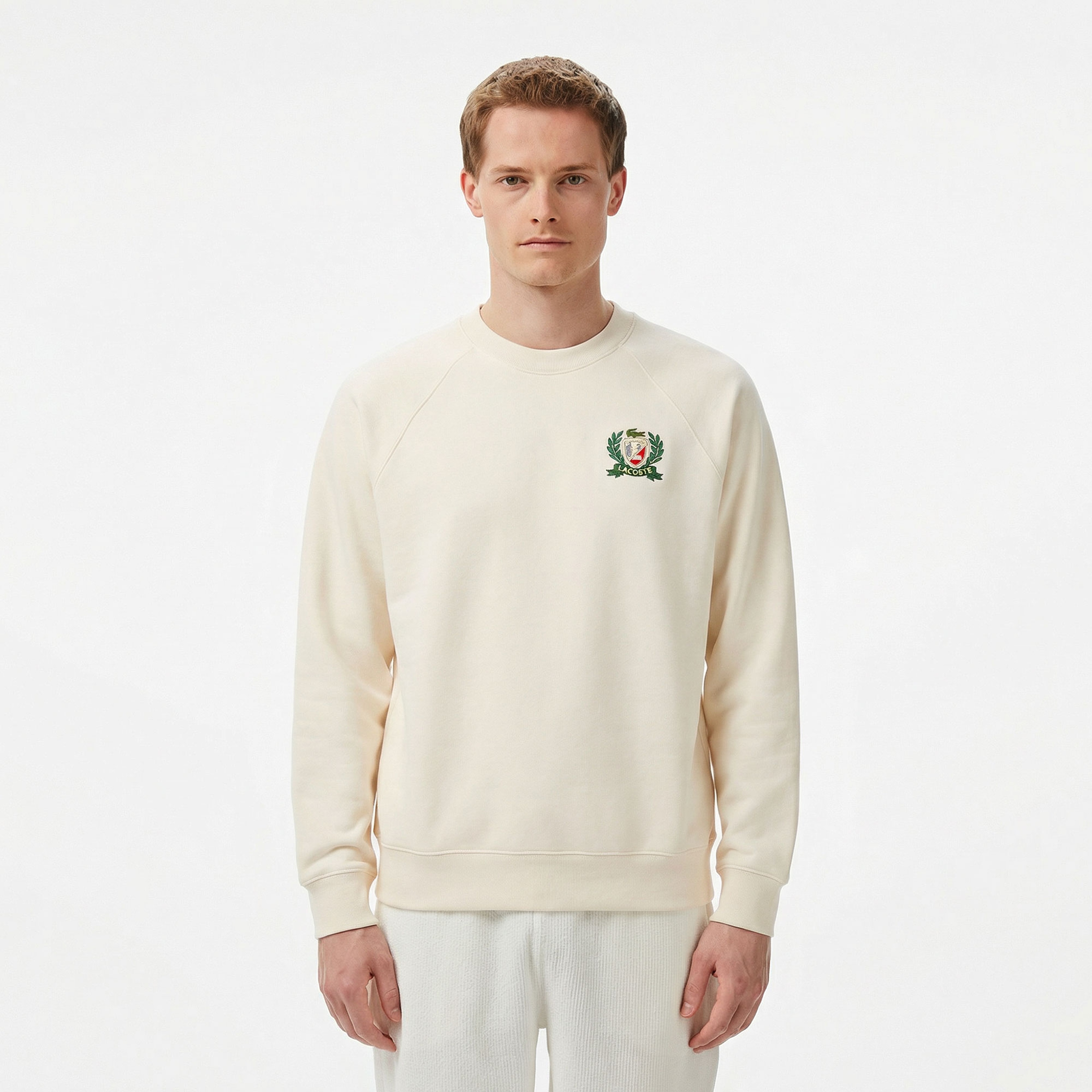 Erkek Classic Fit Bisiklet Yaka Krem Sweatshirt