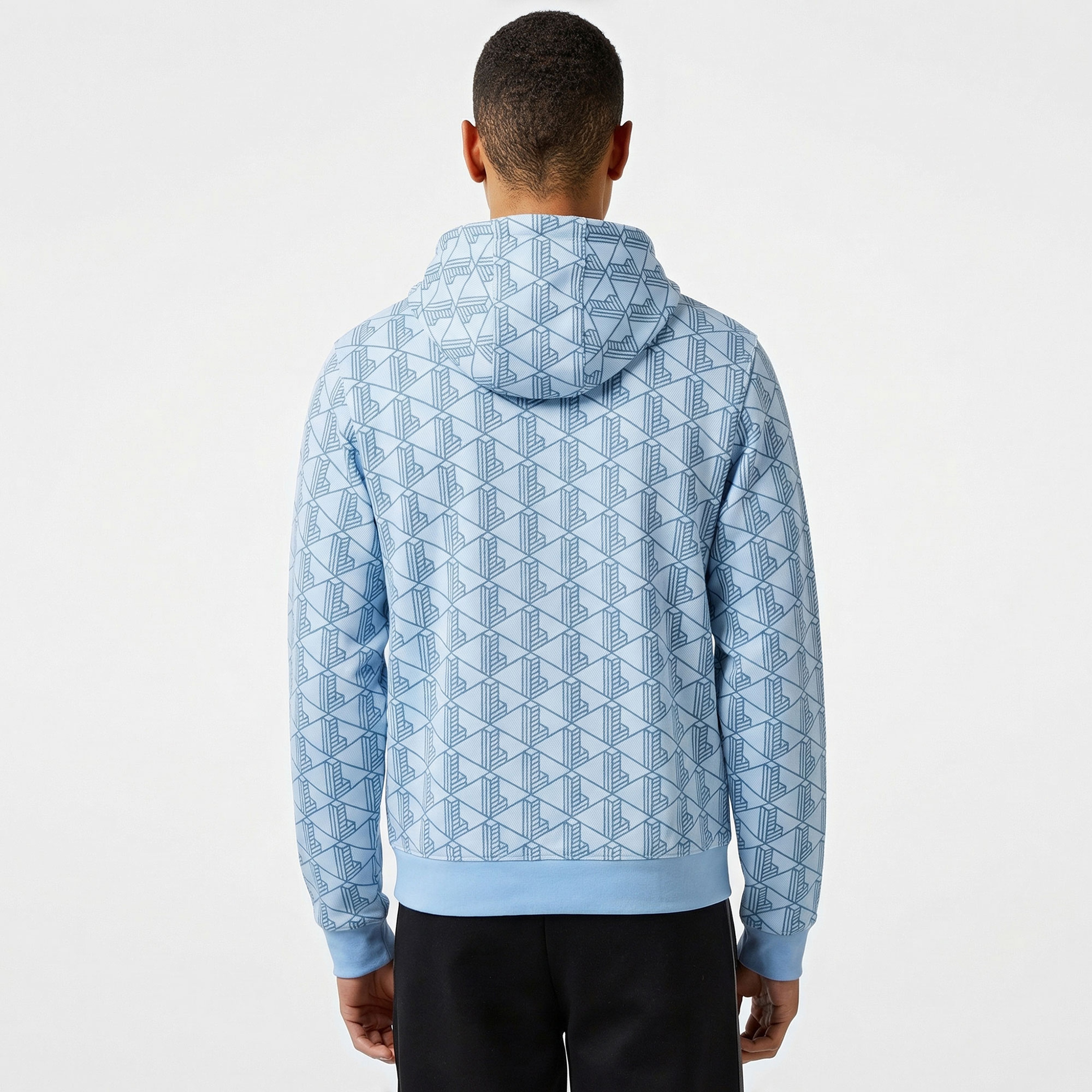Lacoste Relaxed Fit Monogram Erkek Mavi Sweatshirt