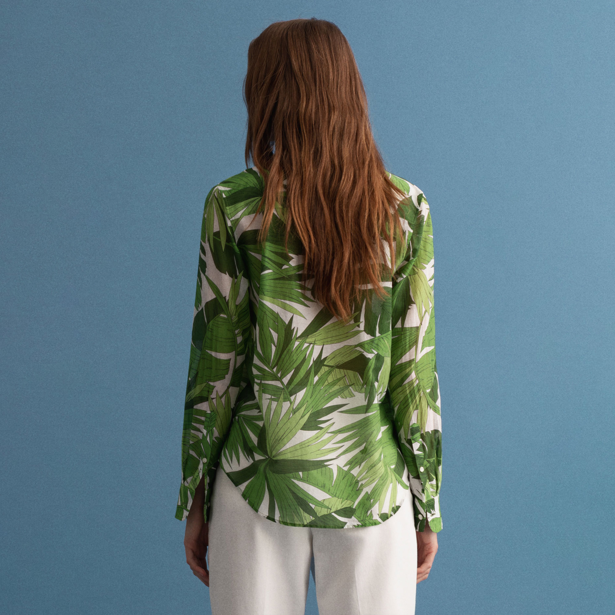 Gant Kadın Yeşil Floral Desenli İpek Gömlek