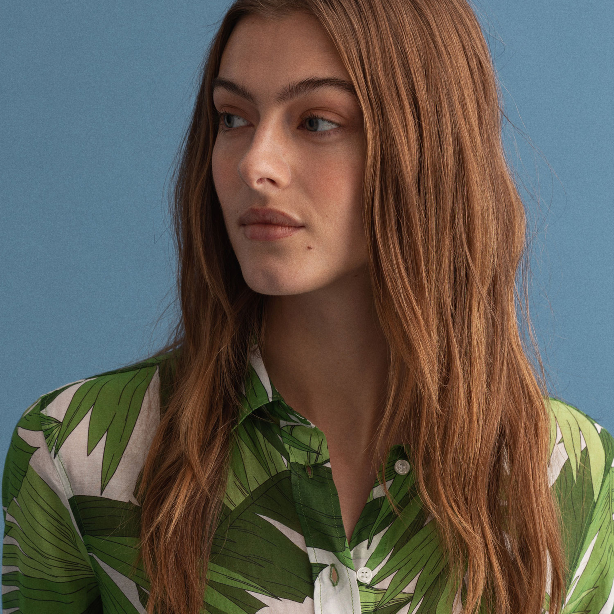Gant Kadın Yeşil Floral Desenli İpek Gömlek