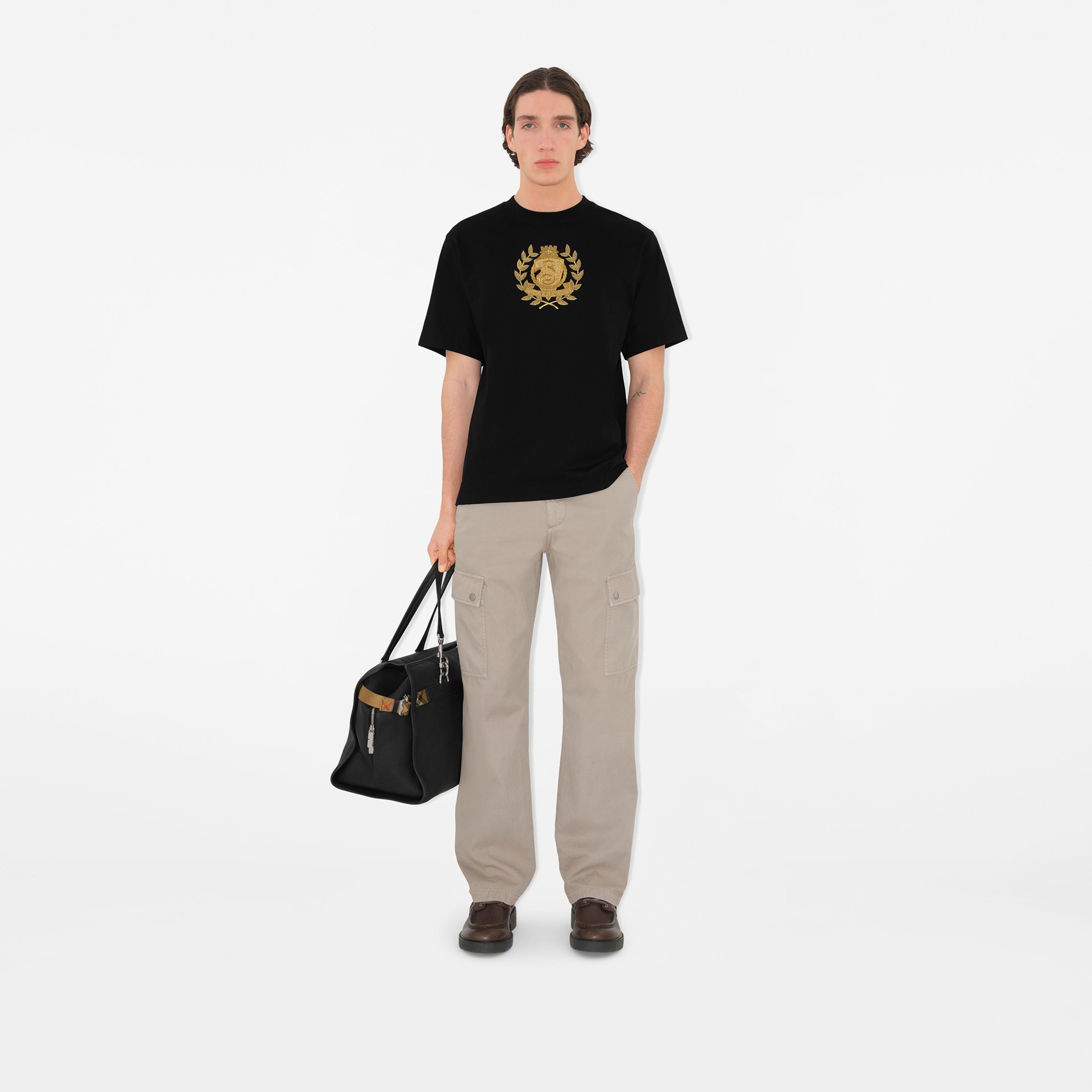 Burberry Sic Crest Cotton Erkek Siyah T-Shirt
