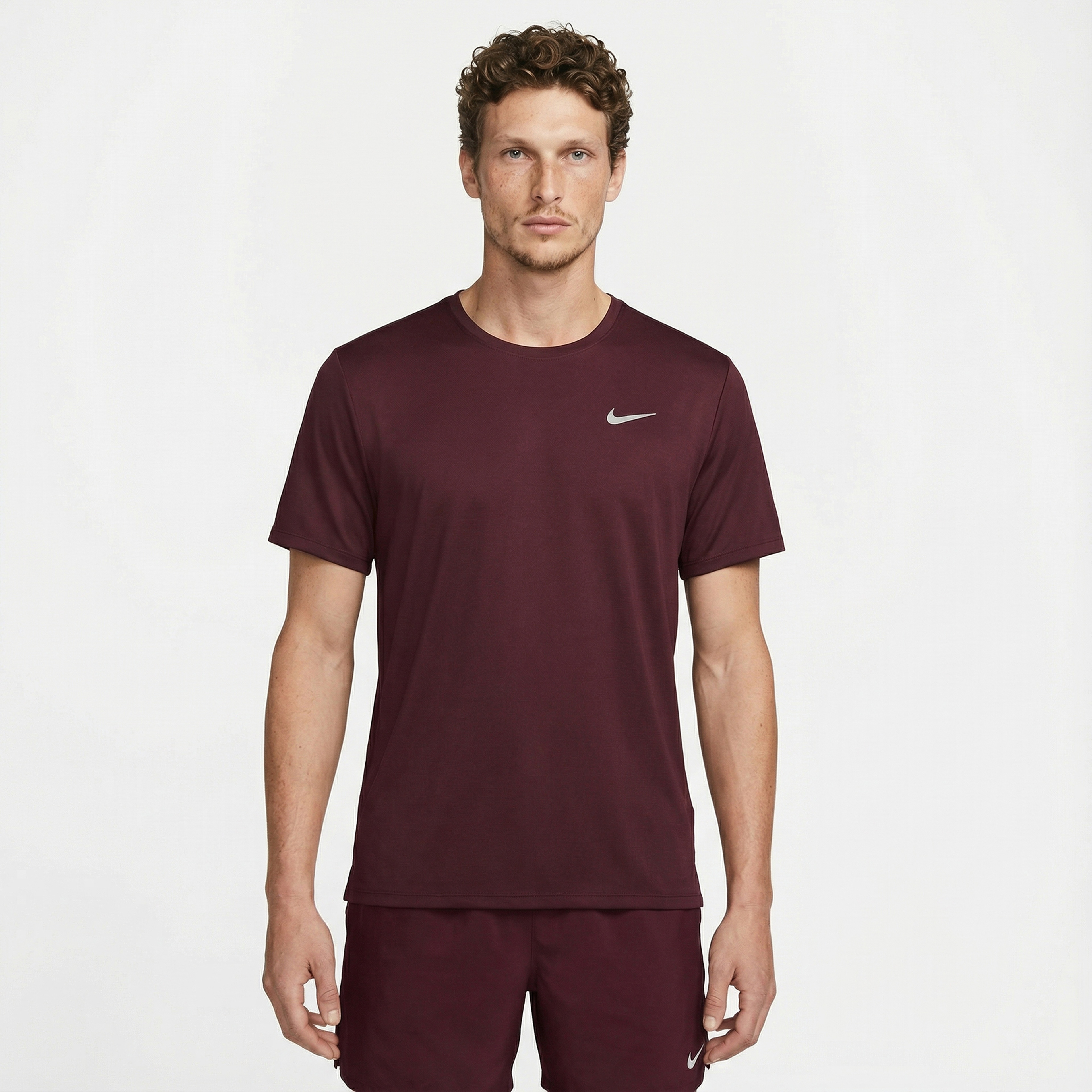 Nike Dri-Fit Miler Erkek Bordo T-Shirt