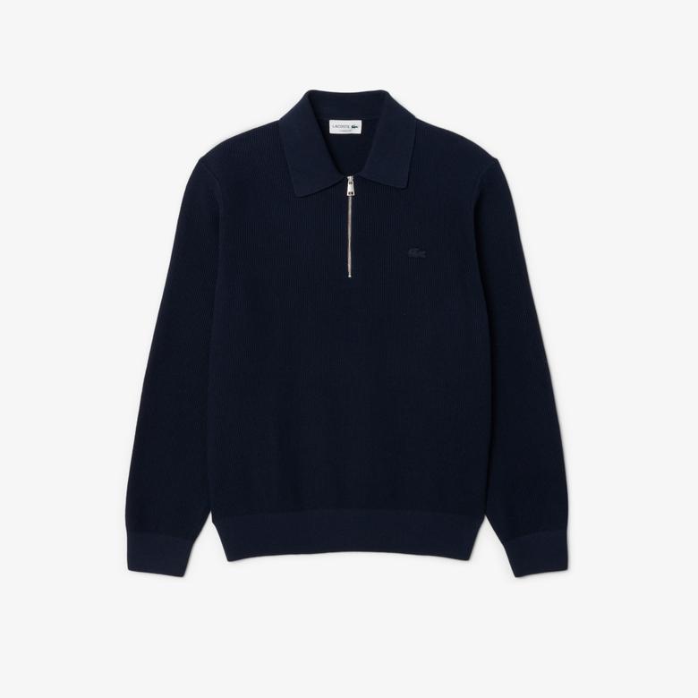Erkek Classic Fit Yarım Fermuarlı Lacivert Kazak
