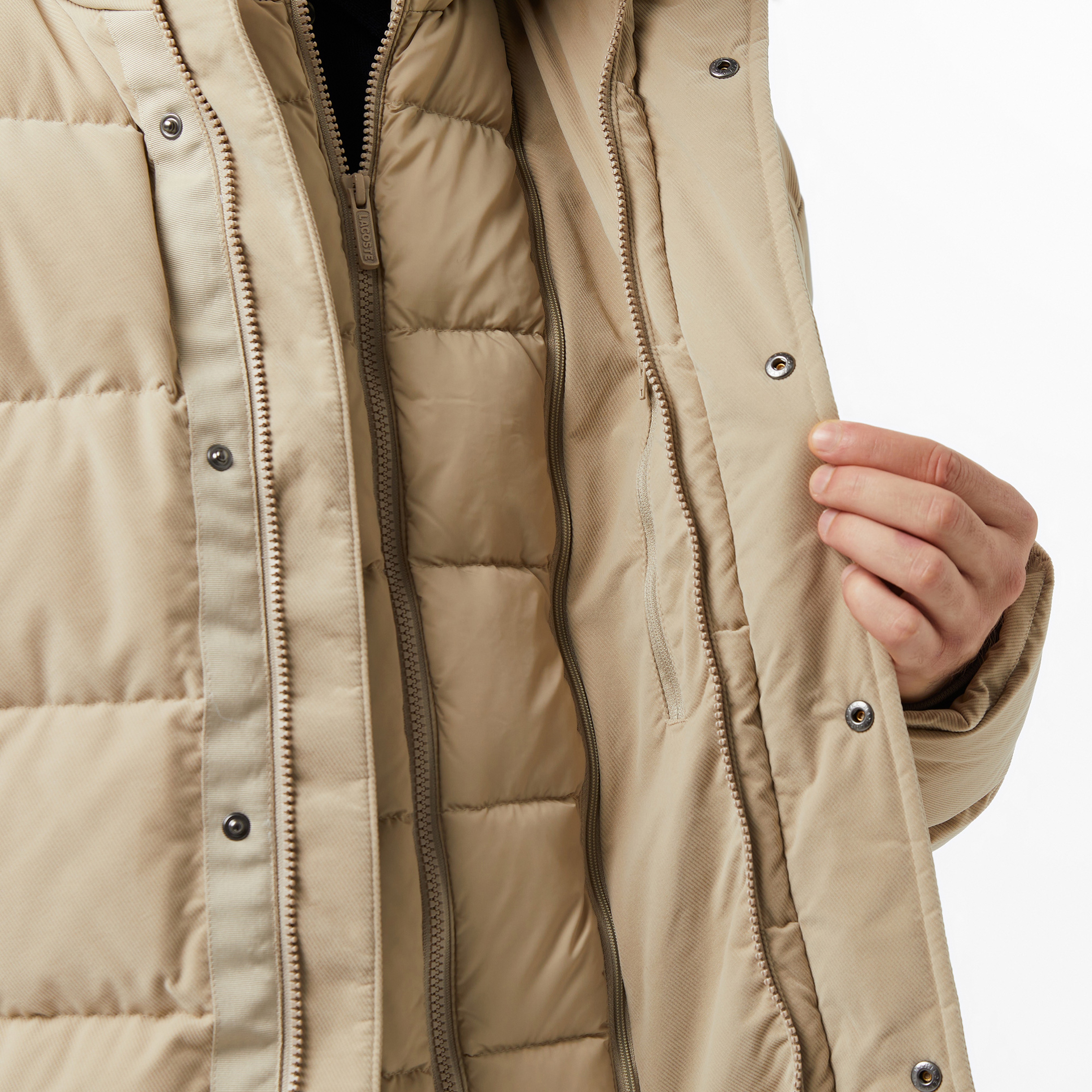 Lacoste Erkek Kapüşonlu Bej Mont