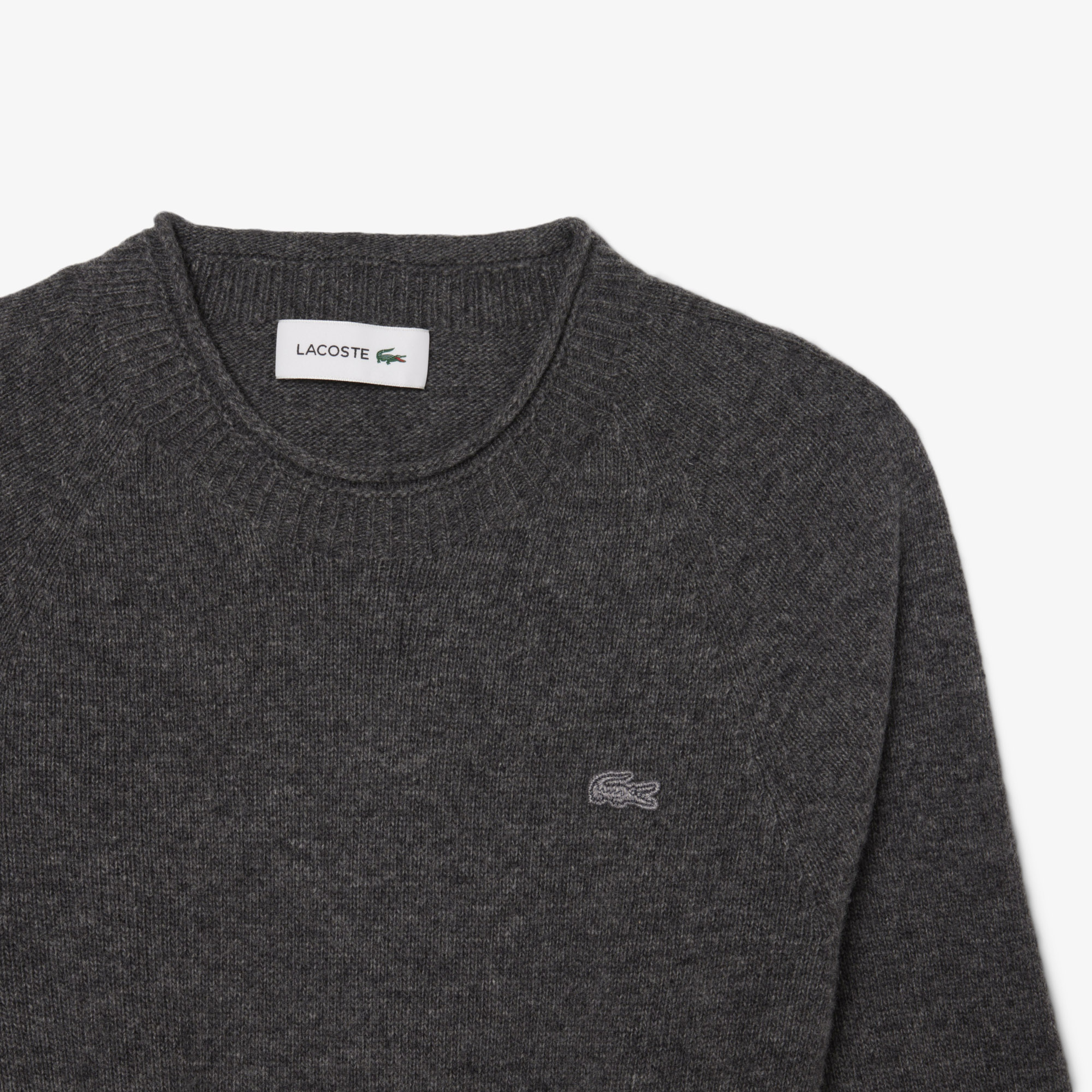 Lacoste Kadın Classic Fit Uzun Kollu Bisiklet Yaka Koyu Gri Elbise