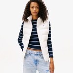 Tommy Jeans Slim Zip Print Down Kadın Beyaz Yelek