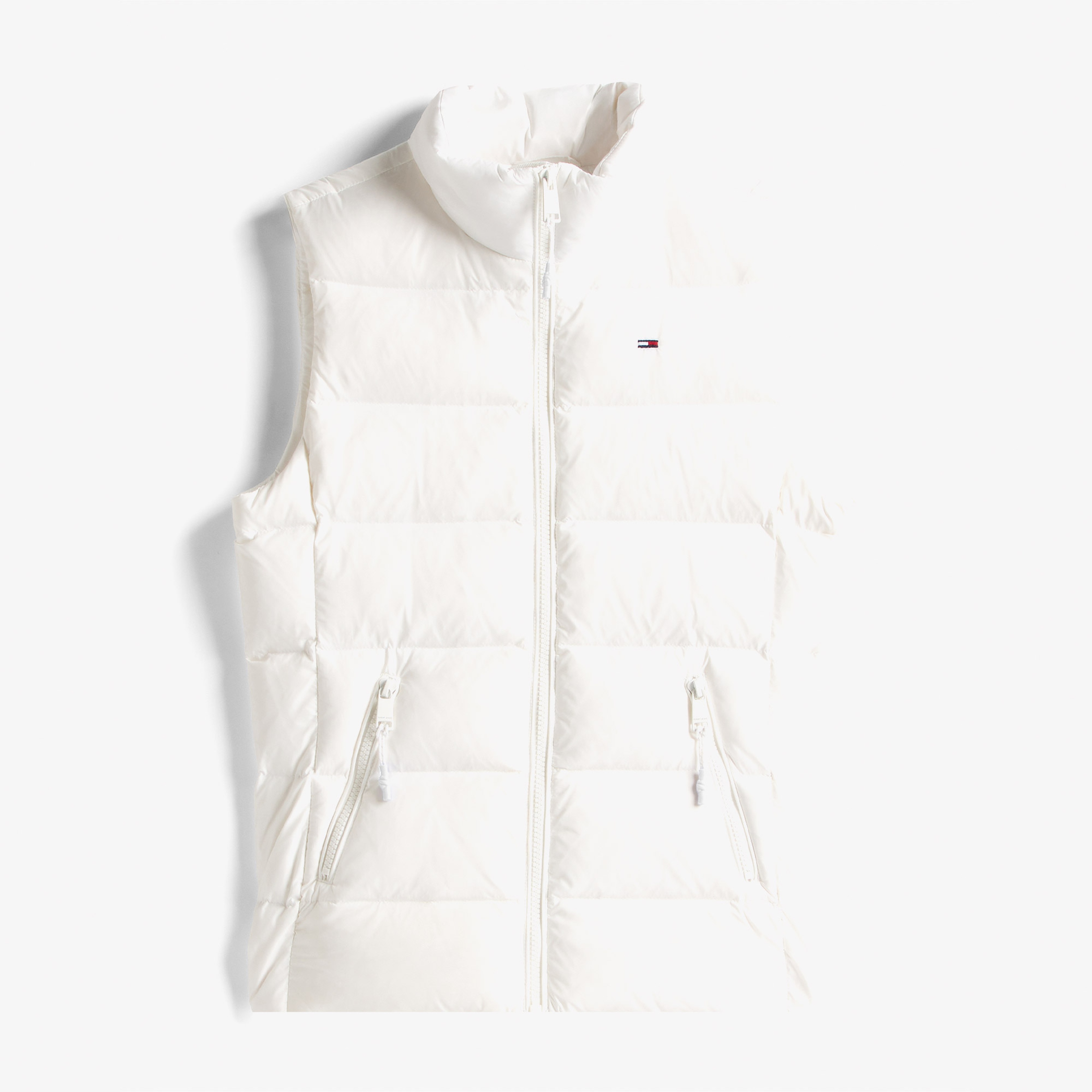 Tommy Jeans Slim Zip Print Down Kadın Beyaz Yelek