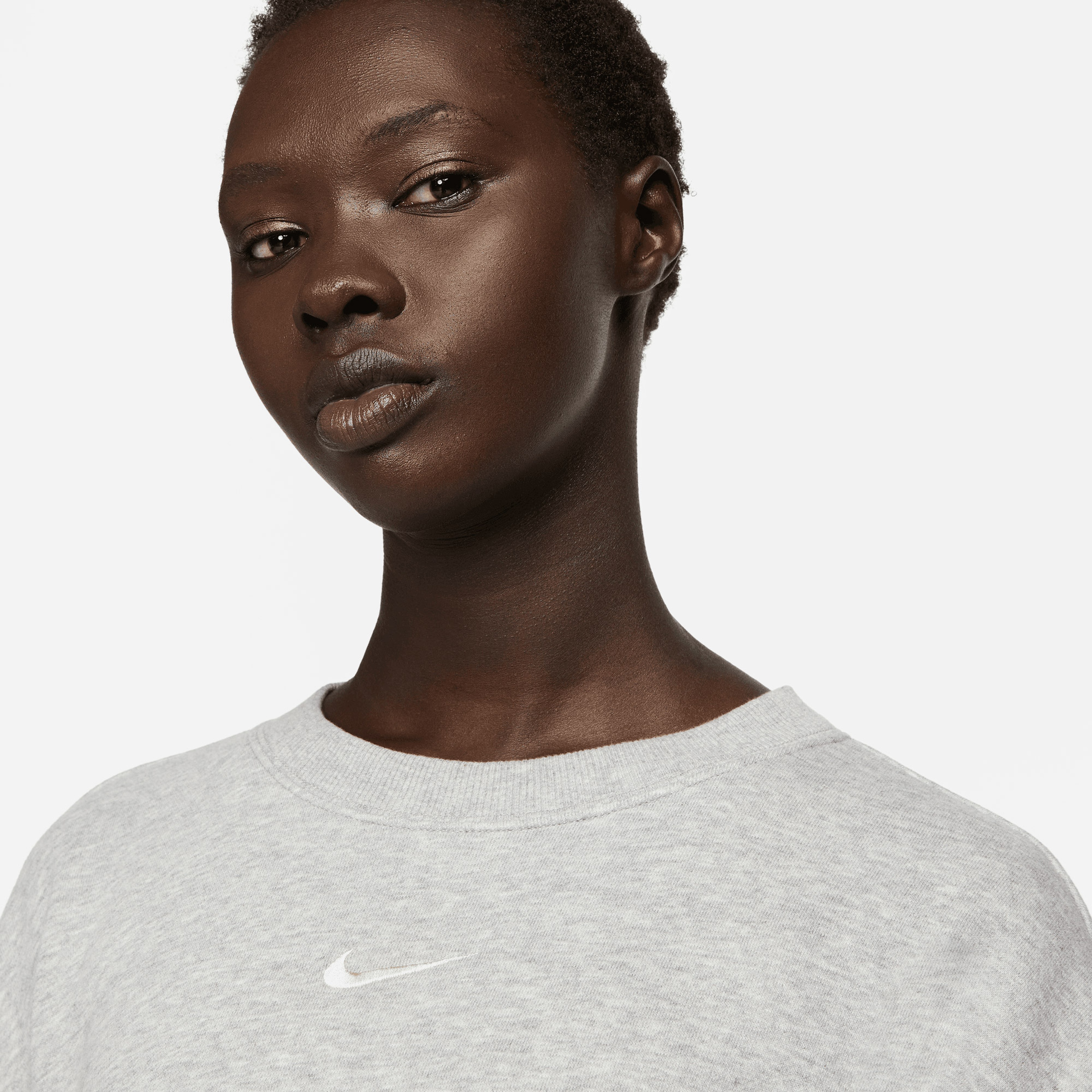 Nike Sportswear Phoenix Fleece Os Crew Kadın Gri Sweatshirt