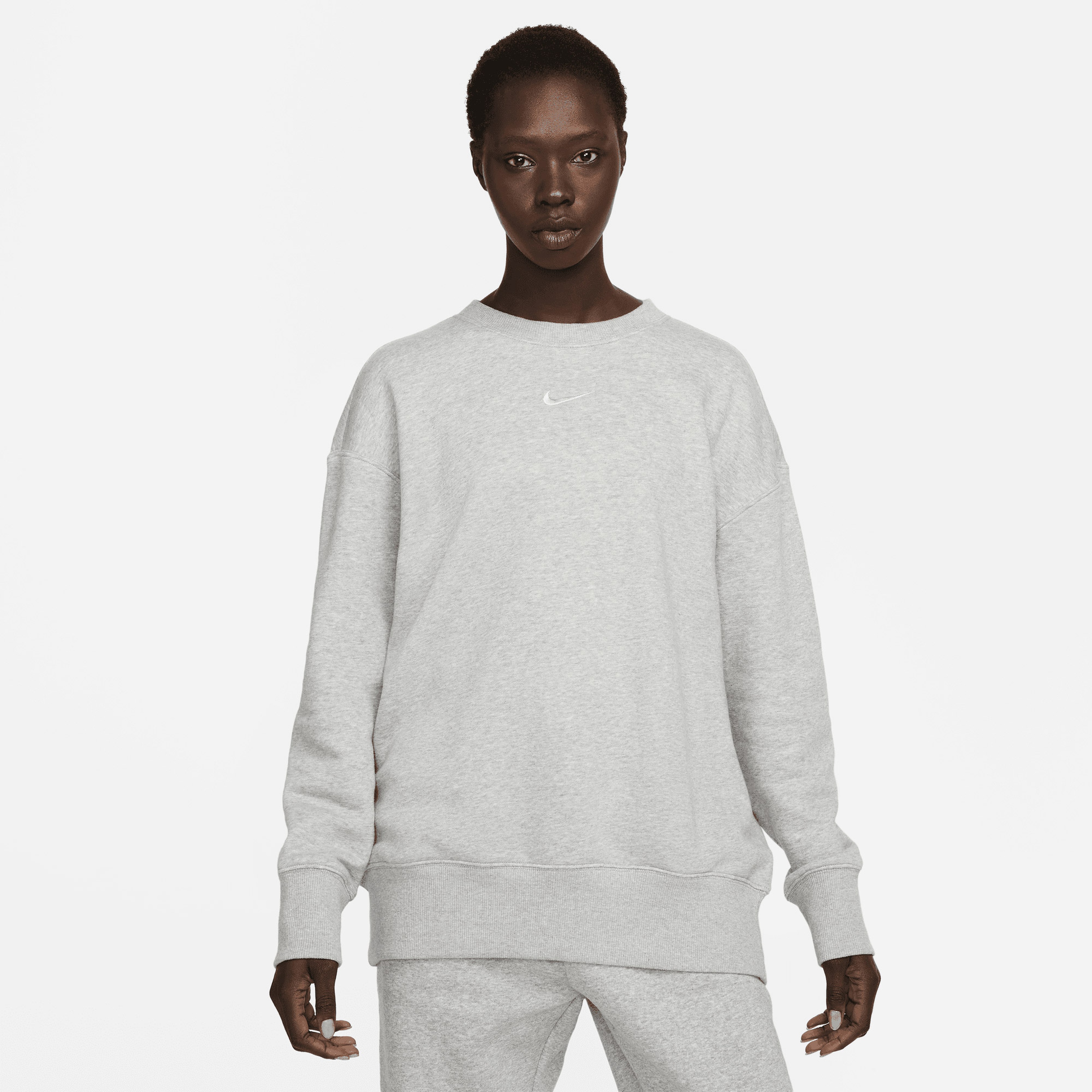 Nike Sportswear Phoenix Fleece Os Crew Kadın Gri Sweatshirt
