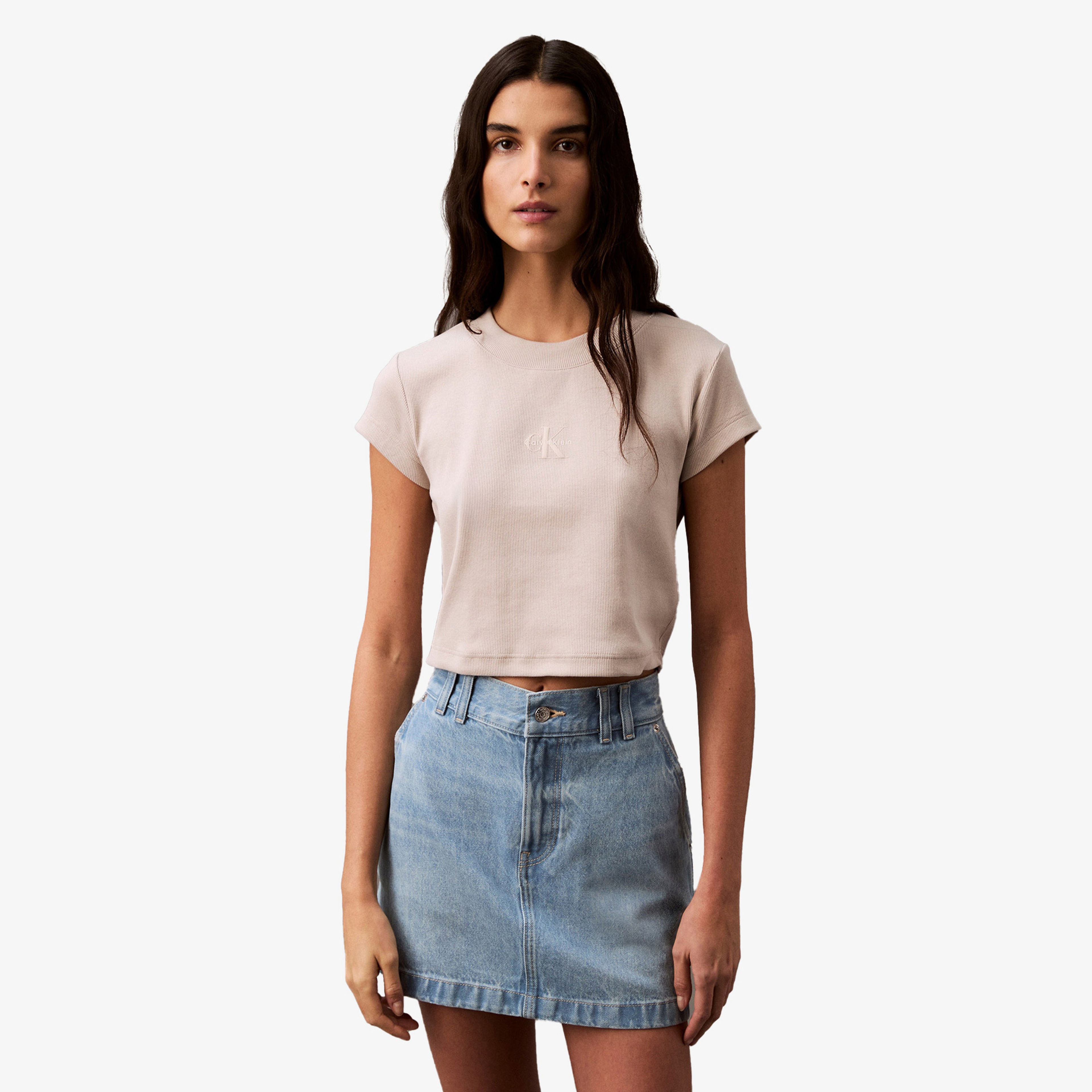 Calvin Klein Kadın Gri T-Shirt