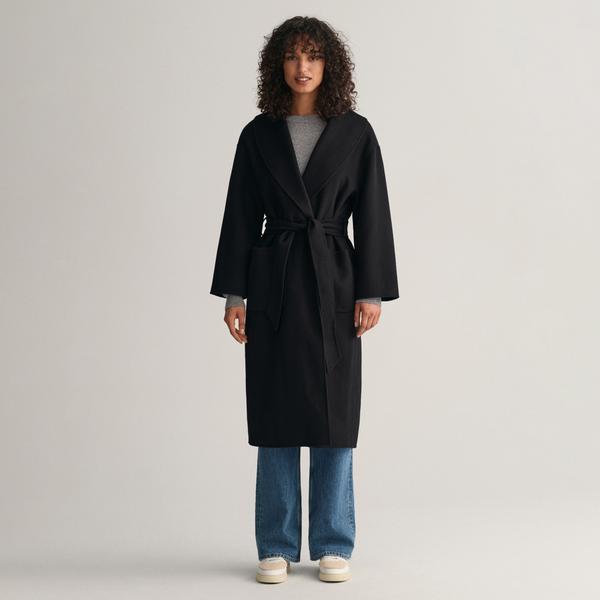 GANT Kadın Siyah Oversize Fit Klasik Yaka Kaban