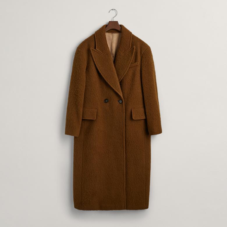 GANT Kadın Kahverengi Oversize Fit Klasik Yaka Kaban