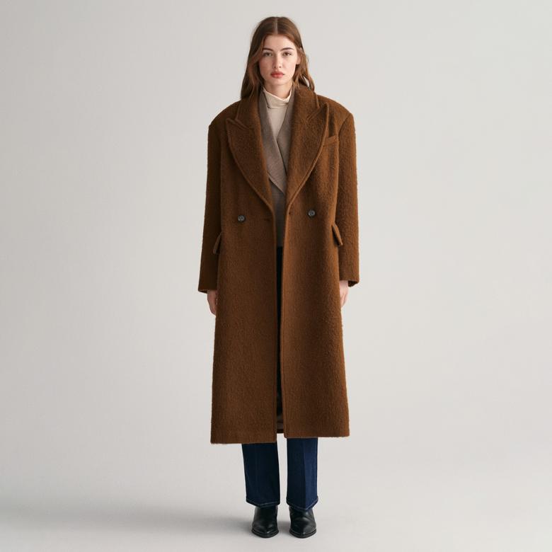 GANT Kadın Kahverengi Oversize Fit Klasik Yaka Kaban