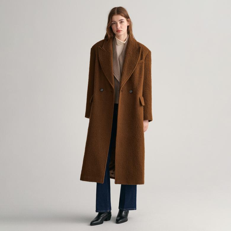 GANT Kadın Kahverengi Oversize Fit Klasik Yaka Kaban