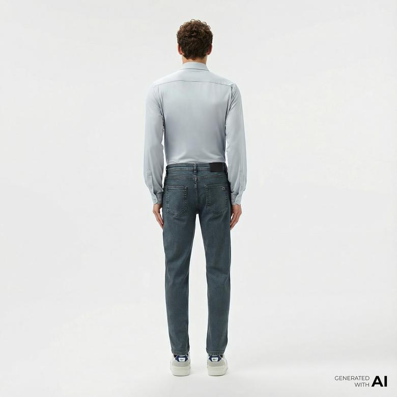 Erkek Slim Fit Lacivert Jean Pantolon