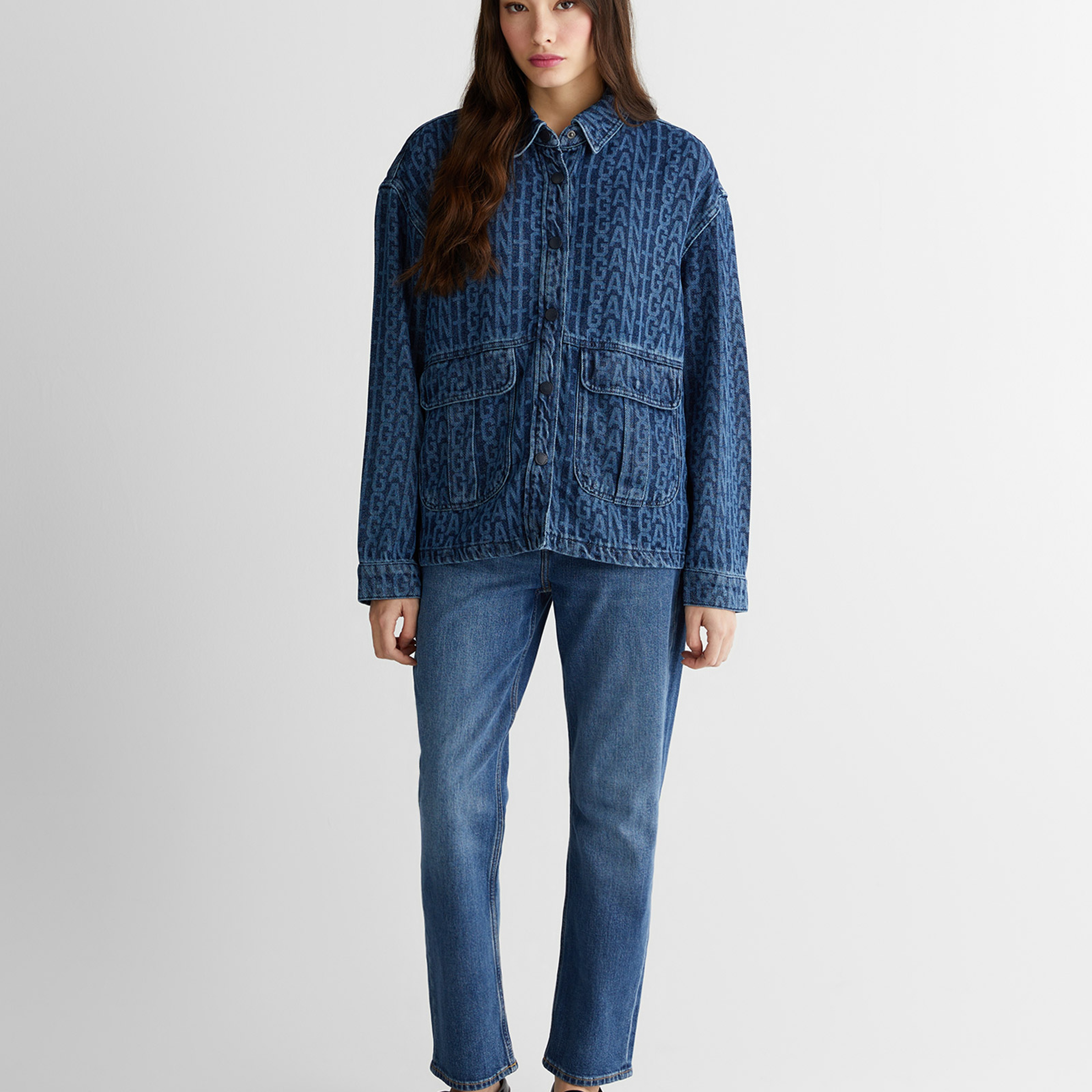 GANT Kadın Mavi Regular Fit Kot Ceket