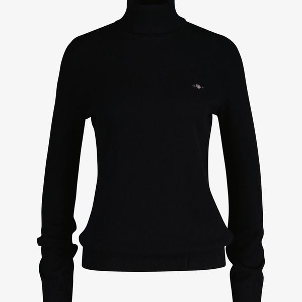 GANT Kadın Siyah Regular Fit Boğazlı Yaka Yün Kazak