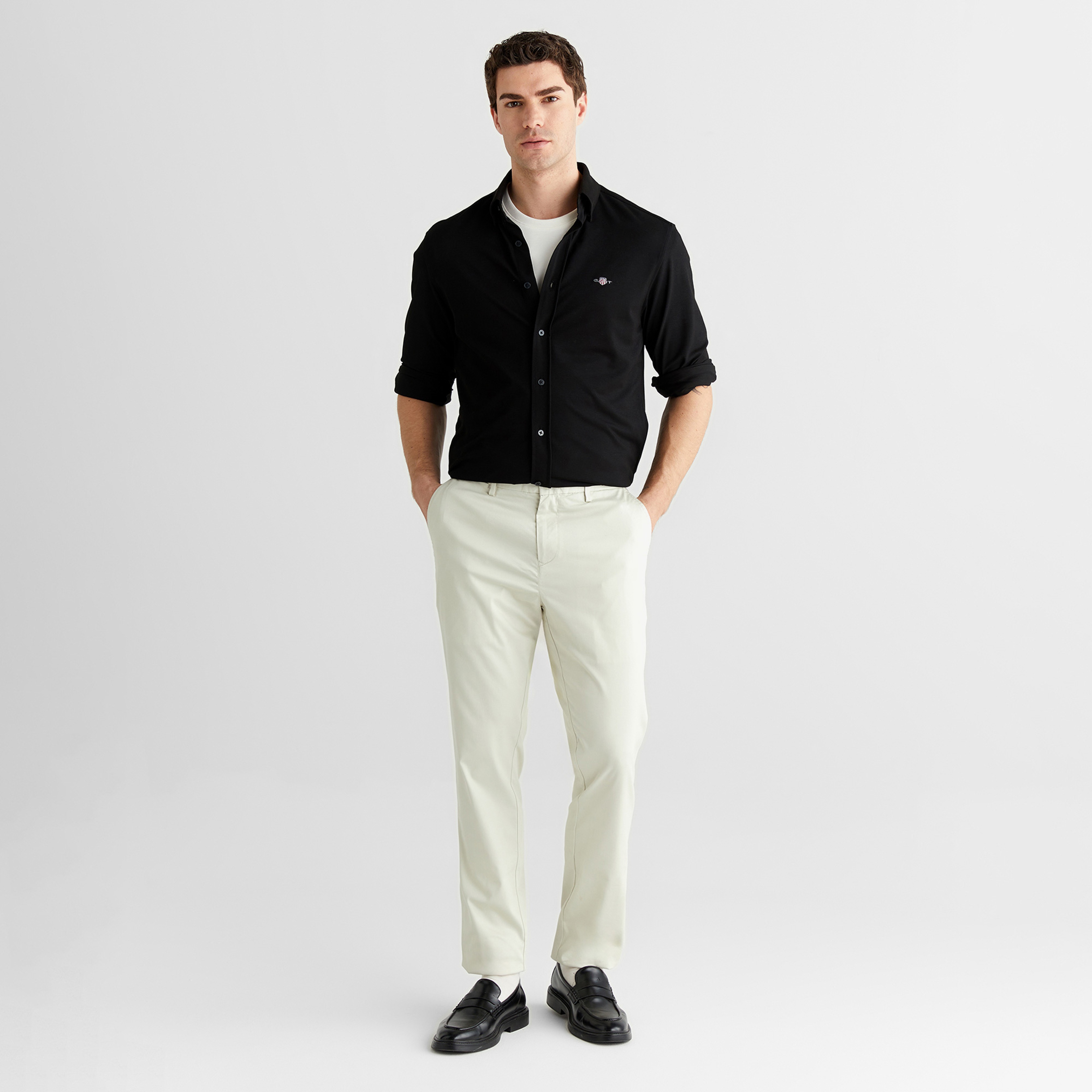 GANT Erkek Siyah Regular Fit Gömlek Yaka Gömlek