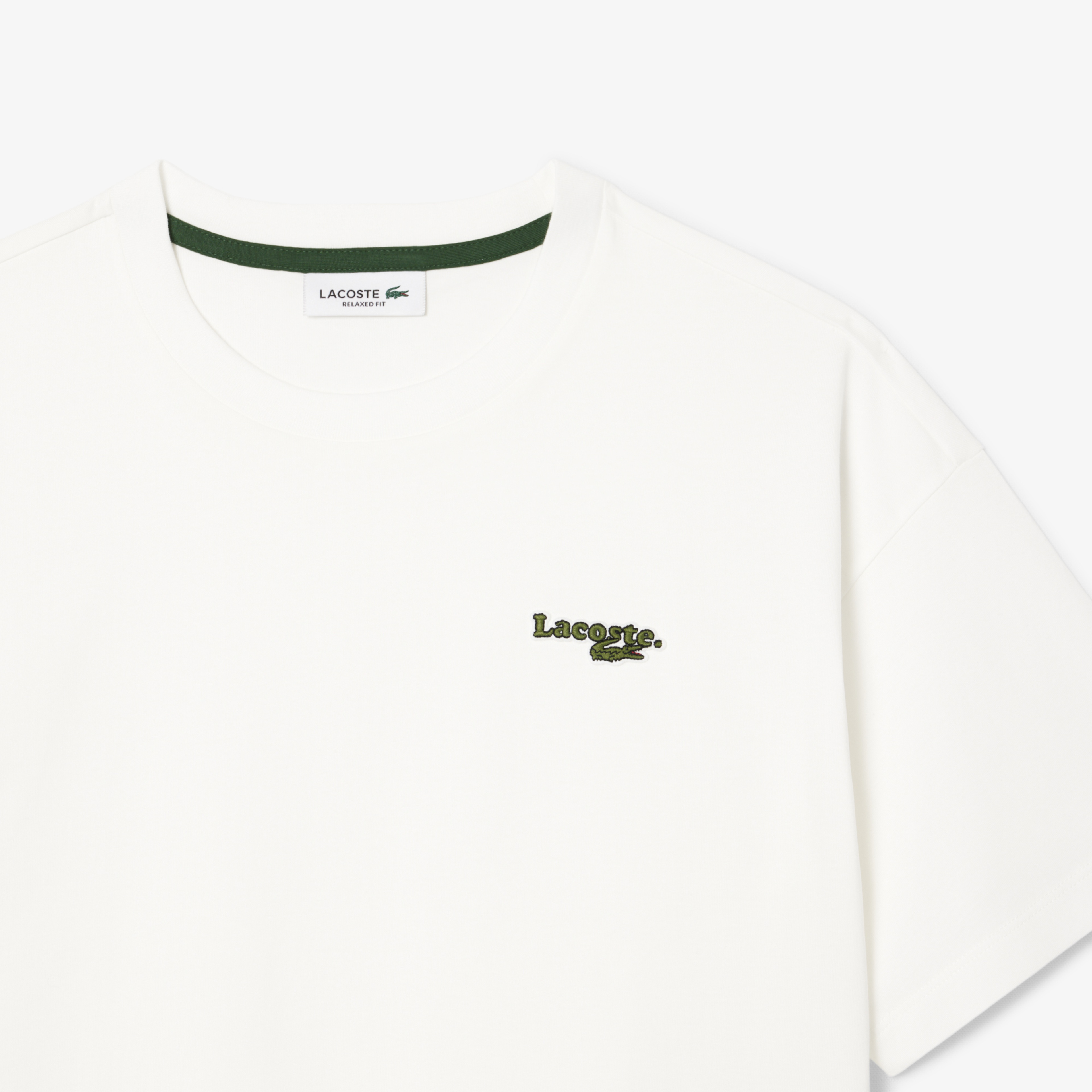Lacoste Kadın Relaxed Fit Bisiklet Yaka Beyaz T-Shirt