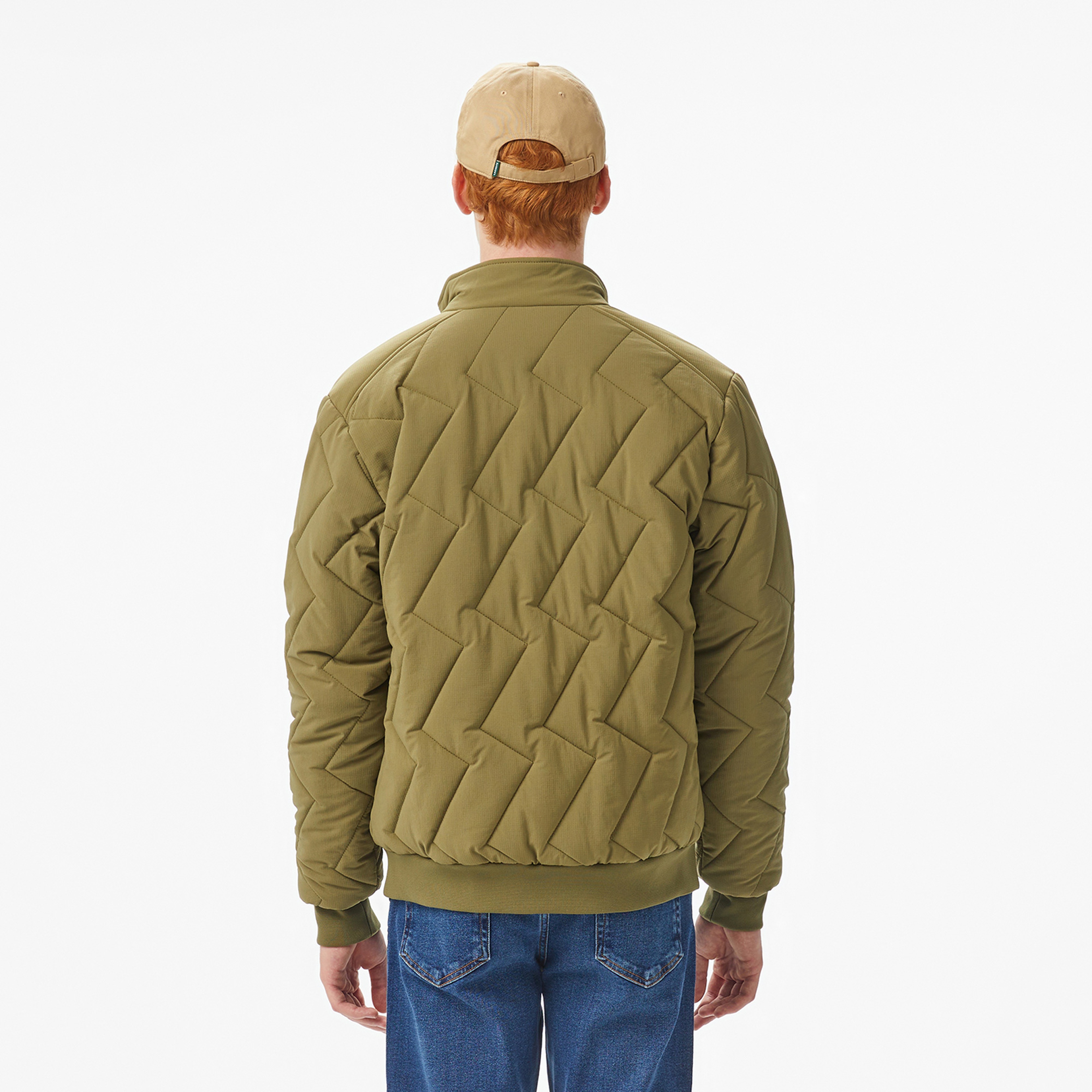 Erkek Dik Yaka Kapitone Haki Mont