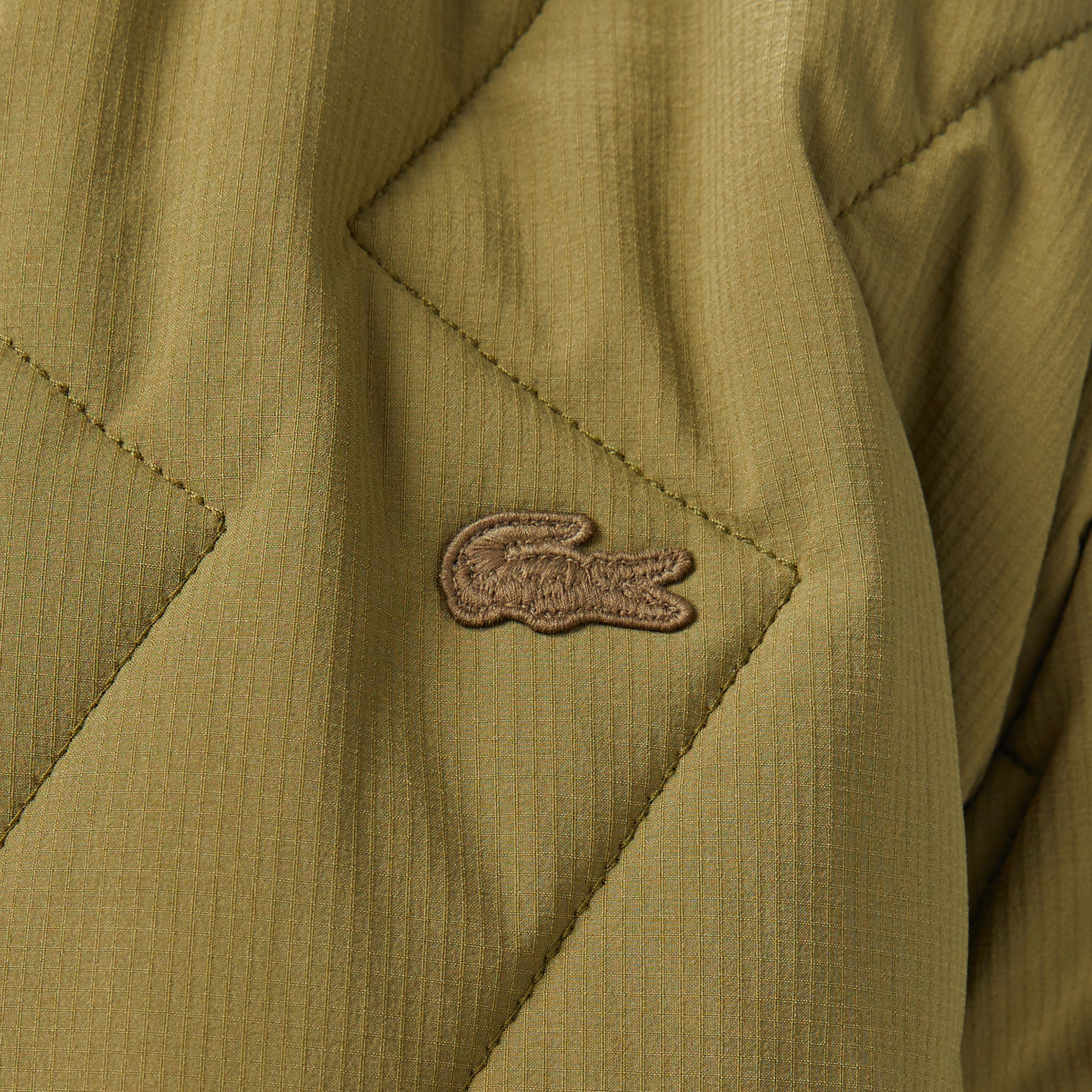 Erkek Dik Yaka Kapitone Haki Mont