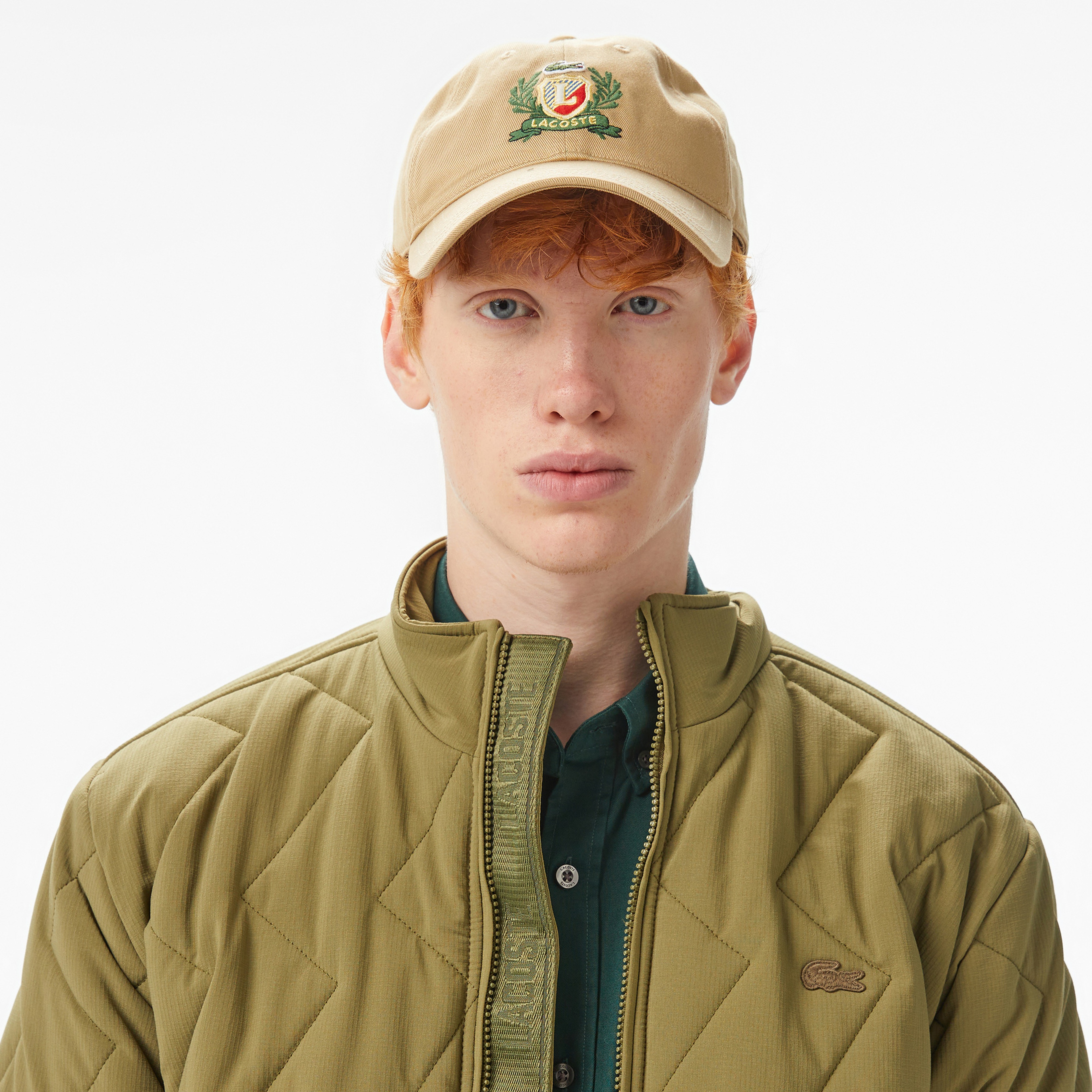 Erkek Dik Yaka Kapitone Haki Mont