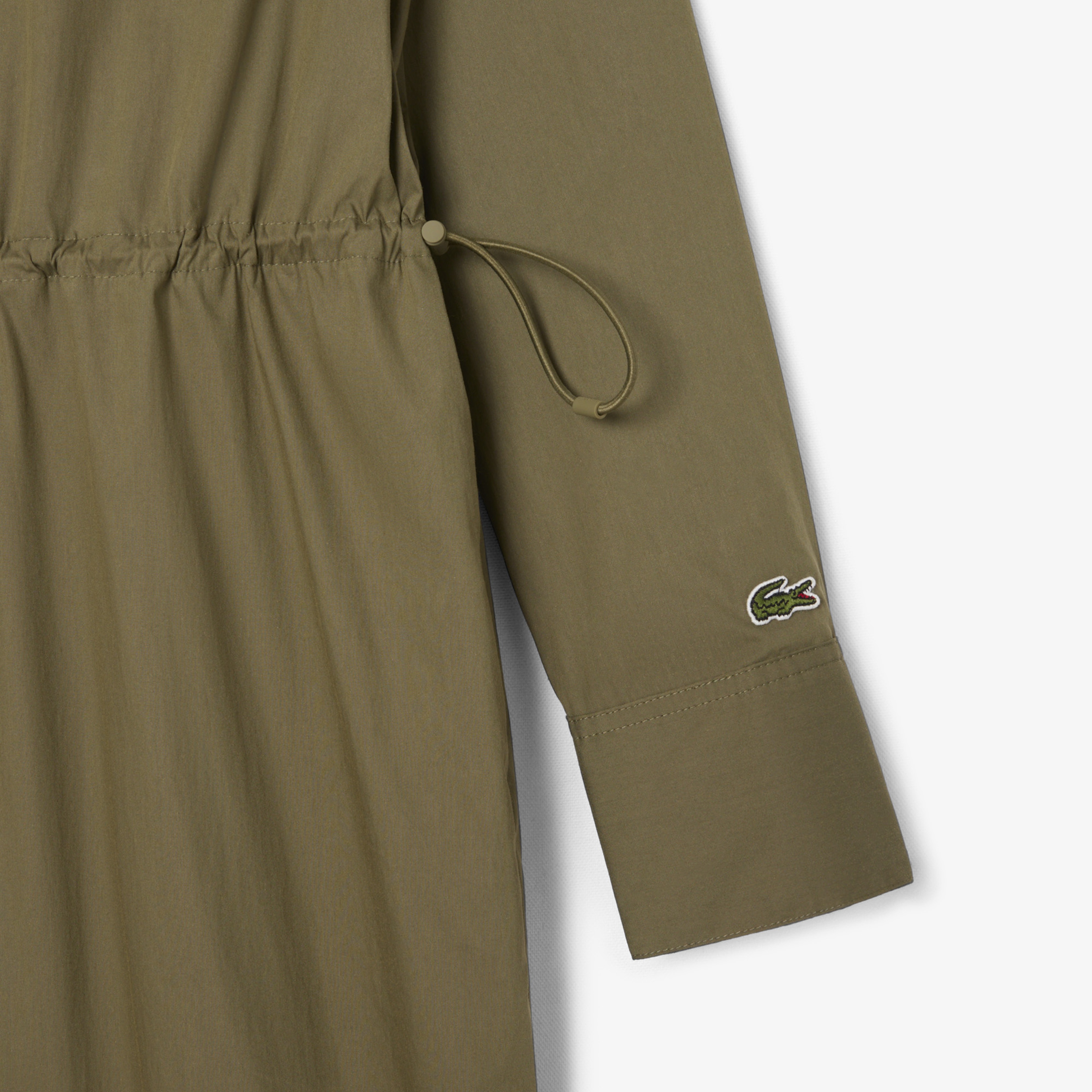 Kadın Oversize Fit Uzun Kollu Fermuarlı Haki Elbise