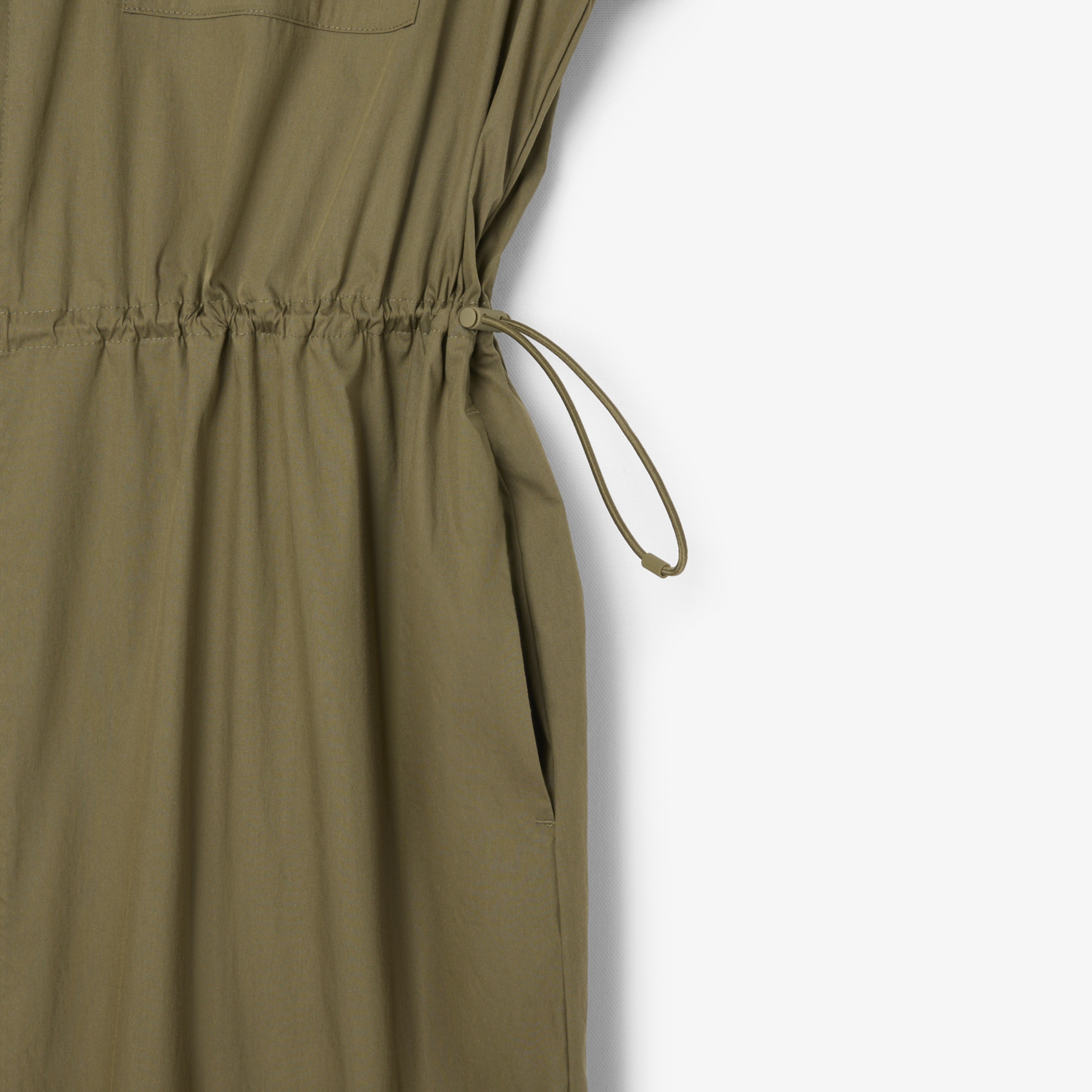 Kadın Oversize Fit Uzun Kollu Fermuarlı Haki Elbise