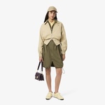 Kadın Oversize Fit Uzun Kollu Fermuarlı Haki Elbise