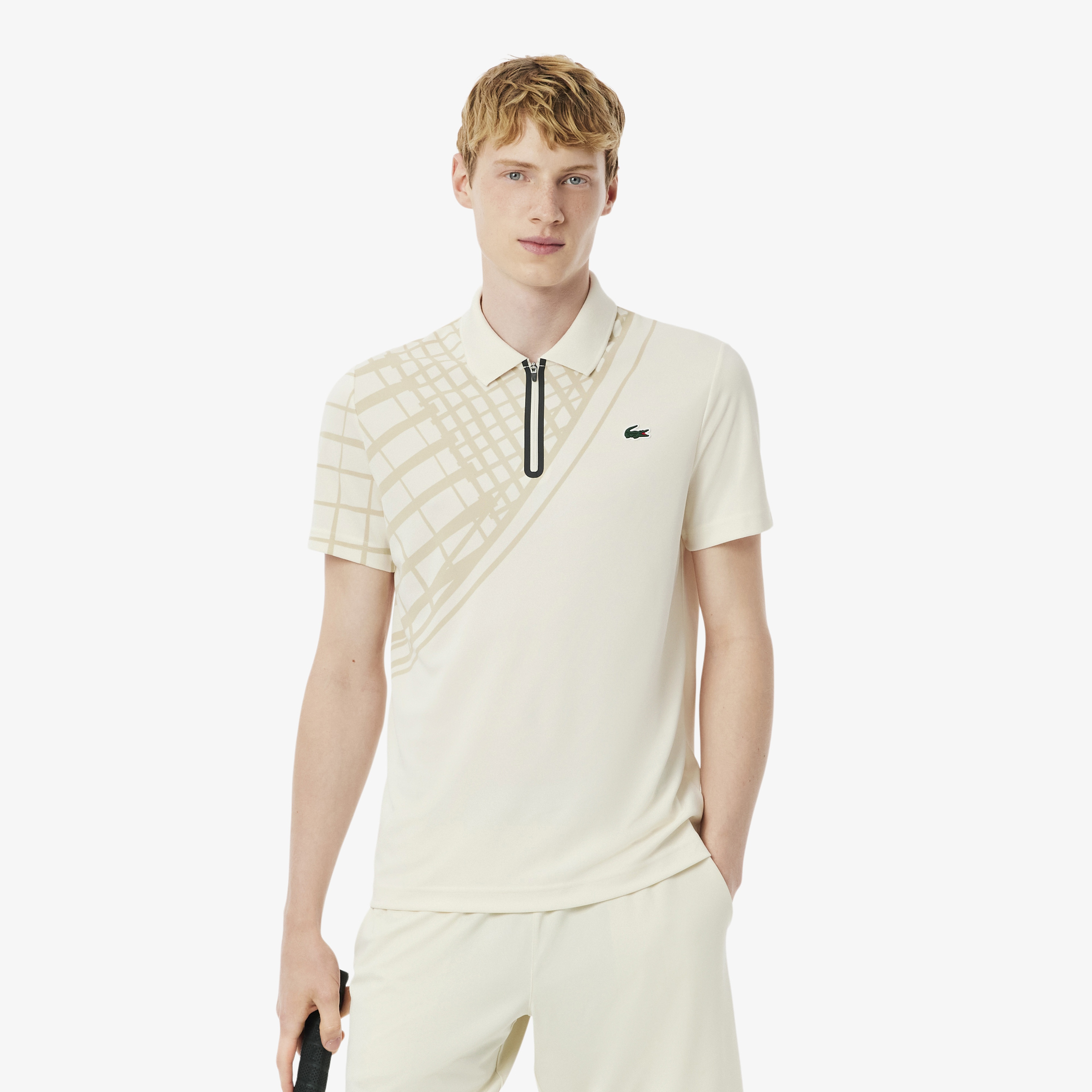 Lacoste Erkek Slim Fit Baskılı Krem Polo