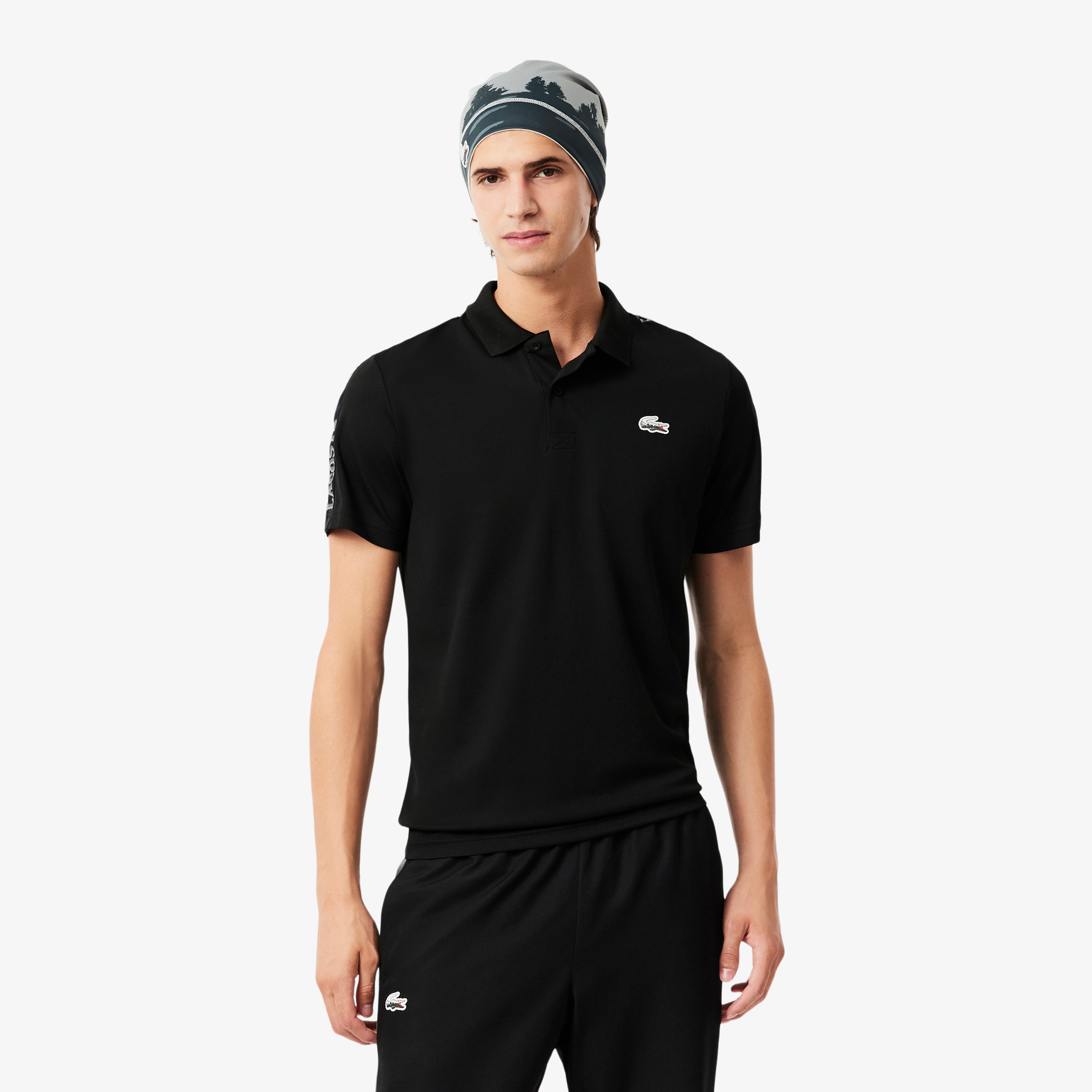 Lacoste Sport Erkek Regular Fit Baskılı Siyah Polo