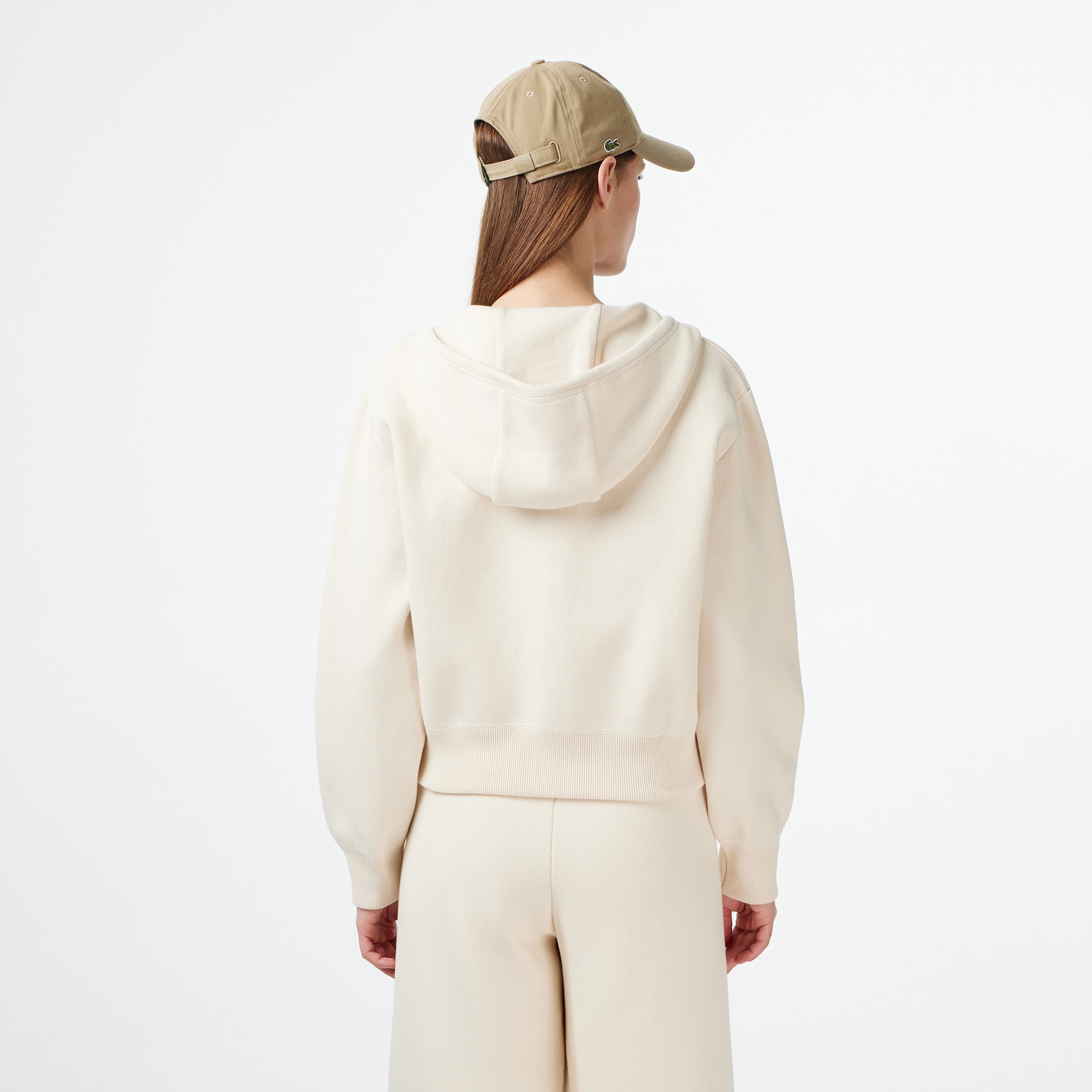 Kadın Classic Fit Kapüşonlu Krem Hırka