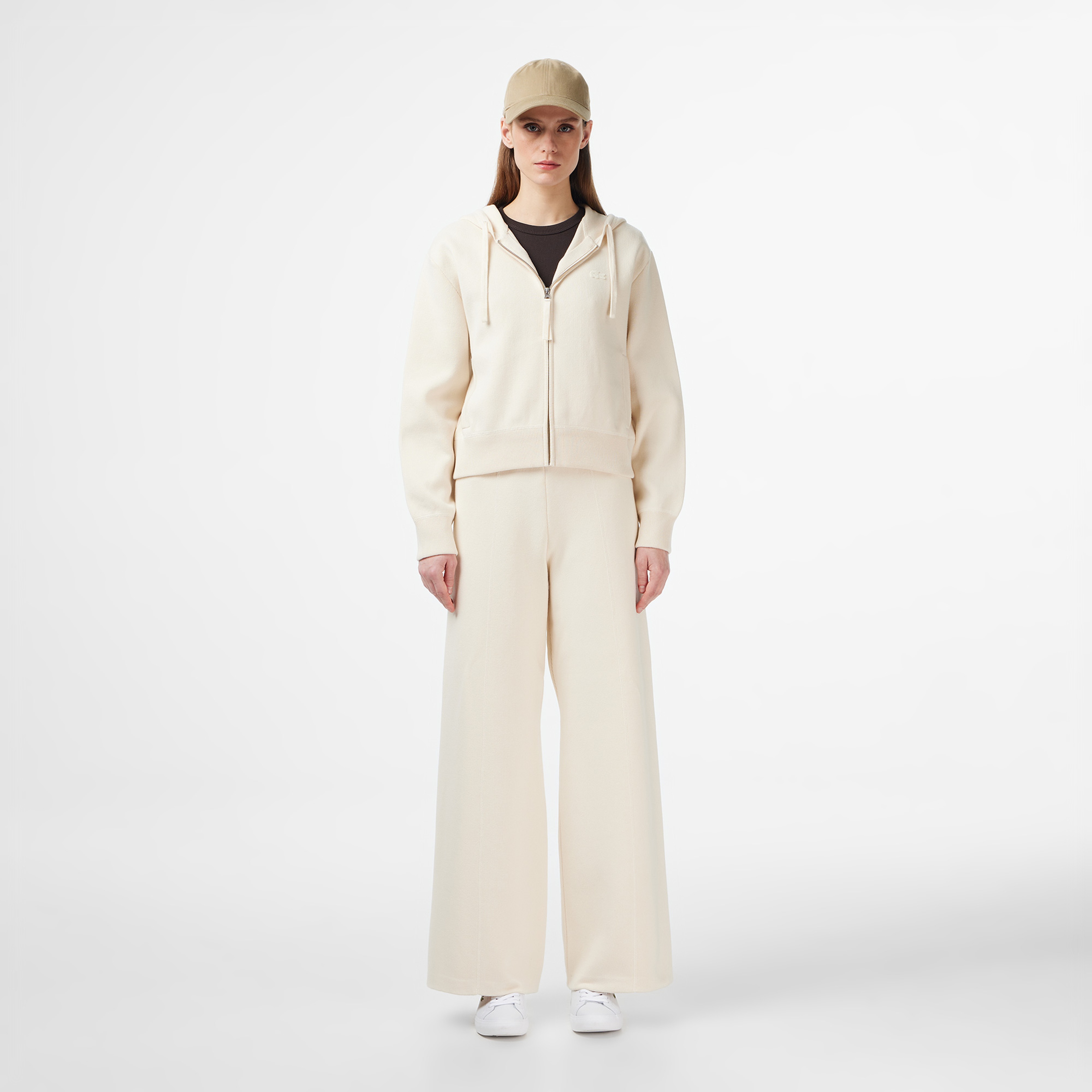 Kadın Classic Fit Kapüşonlu Krem Hırka