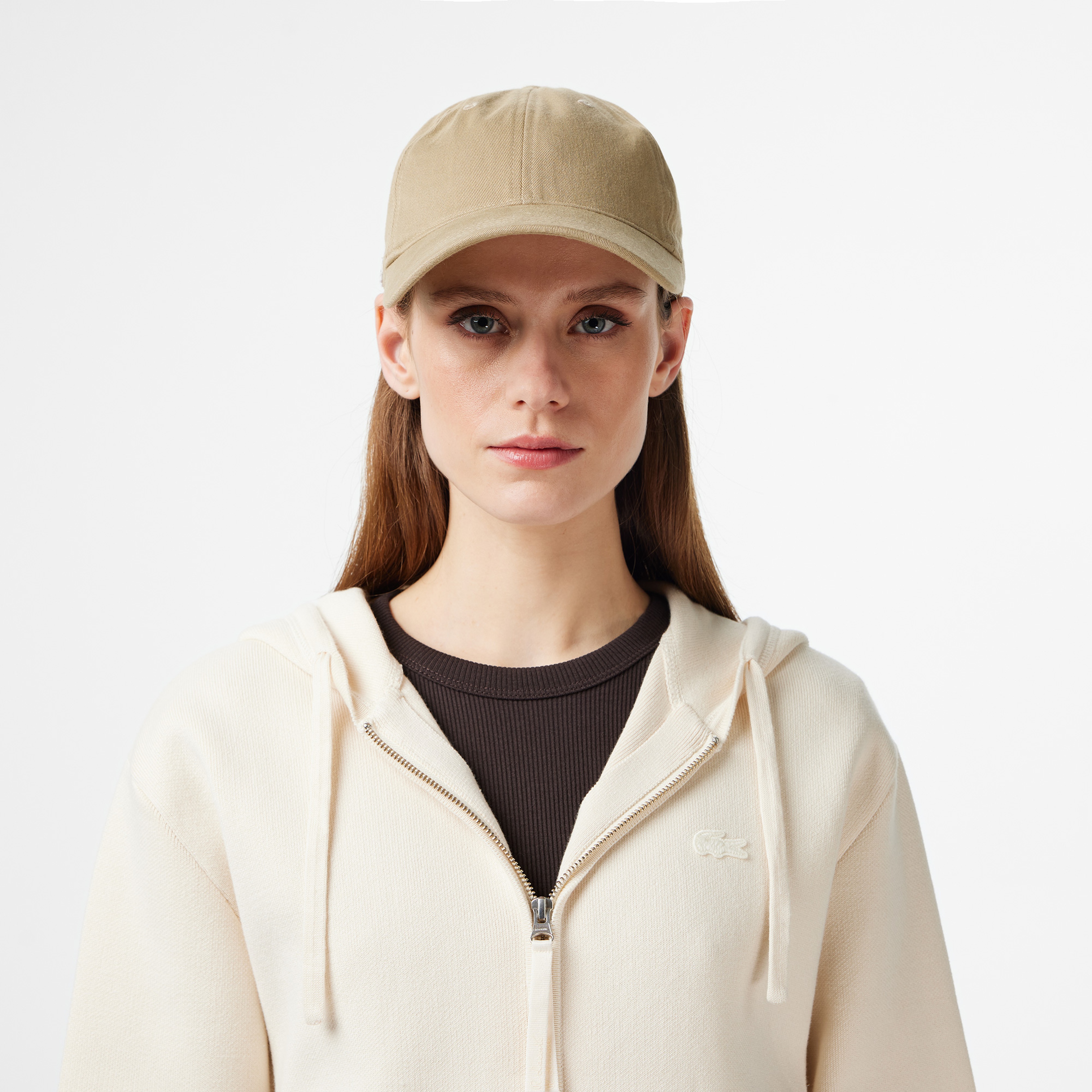 Kadın Classic Fit Kapüşonlu Krem Hırka