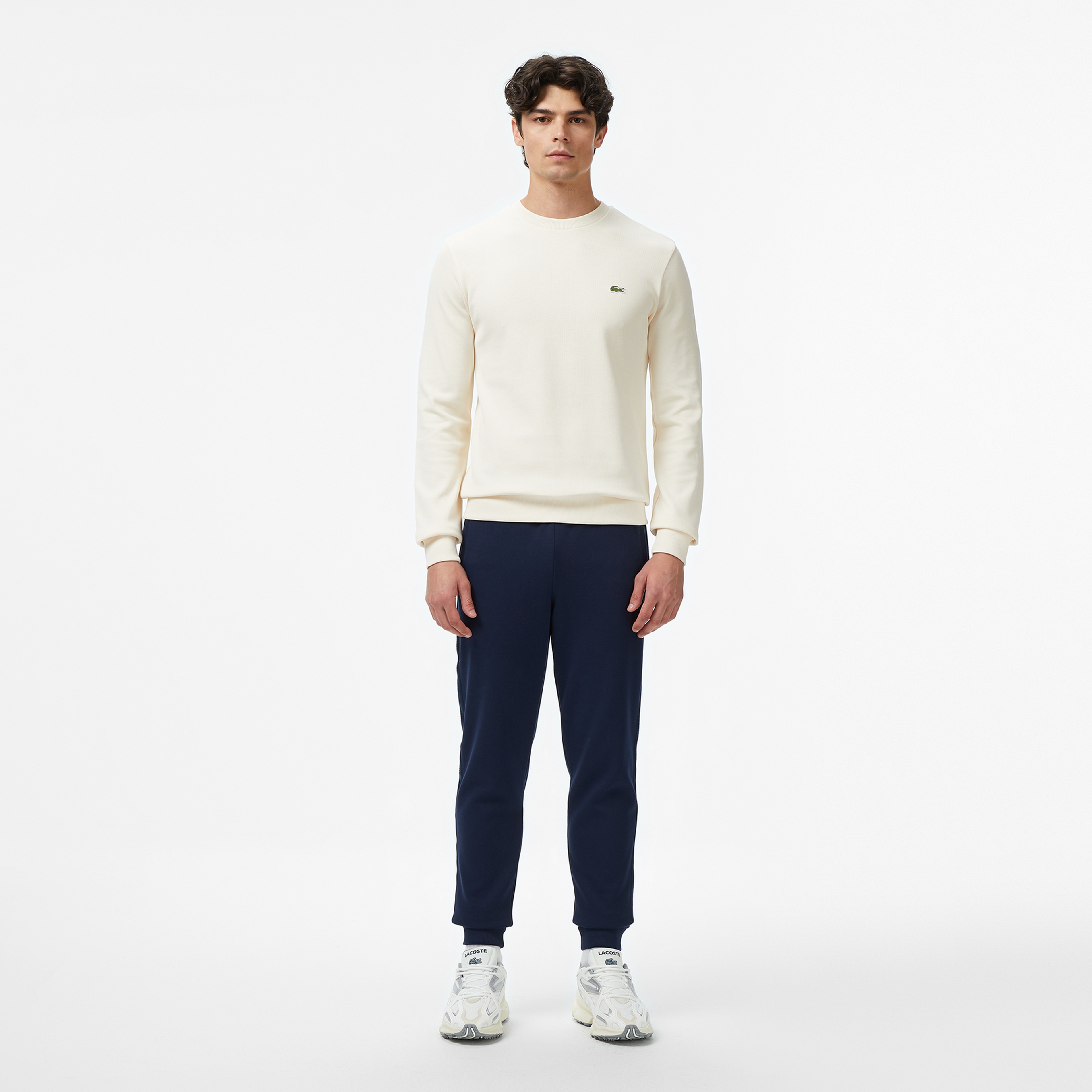 Erkek Classic Fit Uzun Kollu Bisiklet Yaka Krem T-Shirt