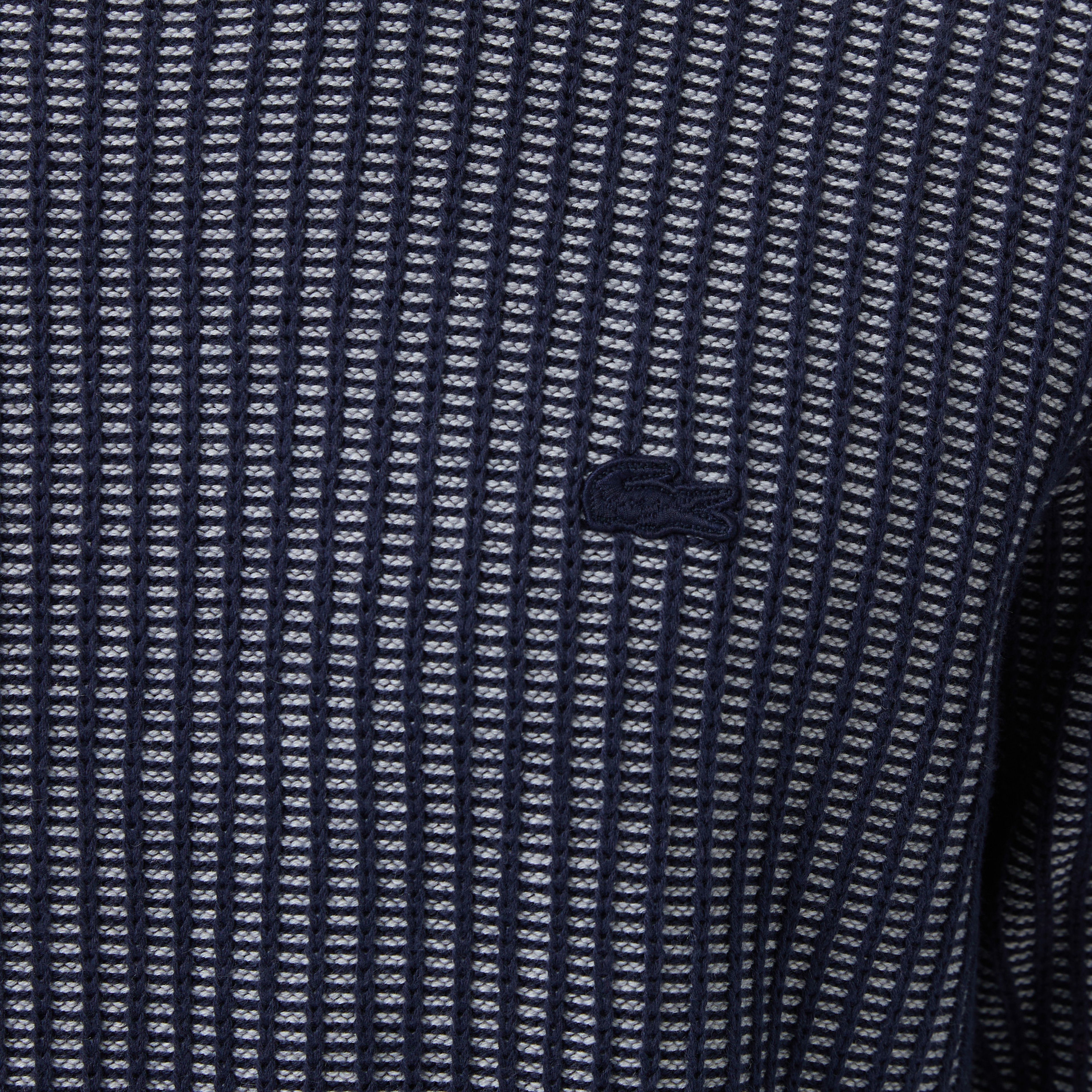 Lacoste Erkek Classic Fit Bisiklet Yaka Desenli Lacivert Kazak