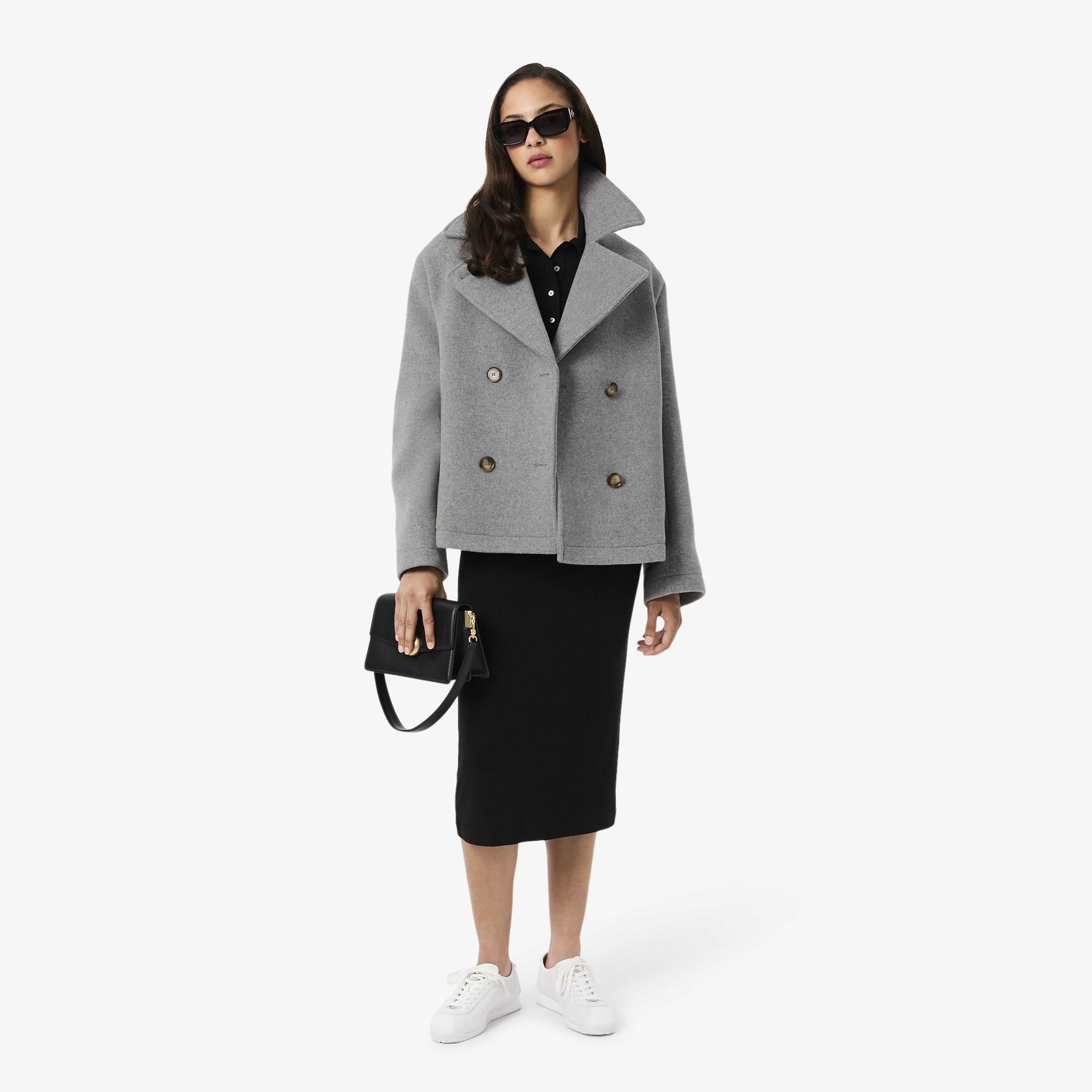 Lacoste Kadın Oversize Fit Koyu Gri Kaban