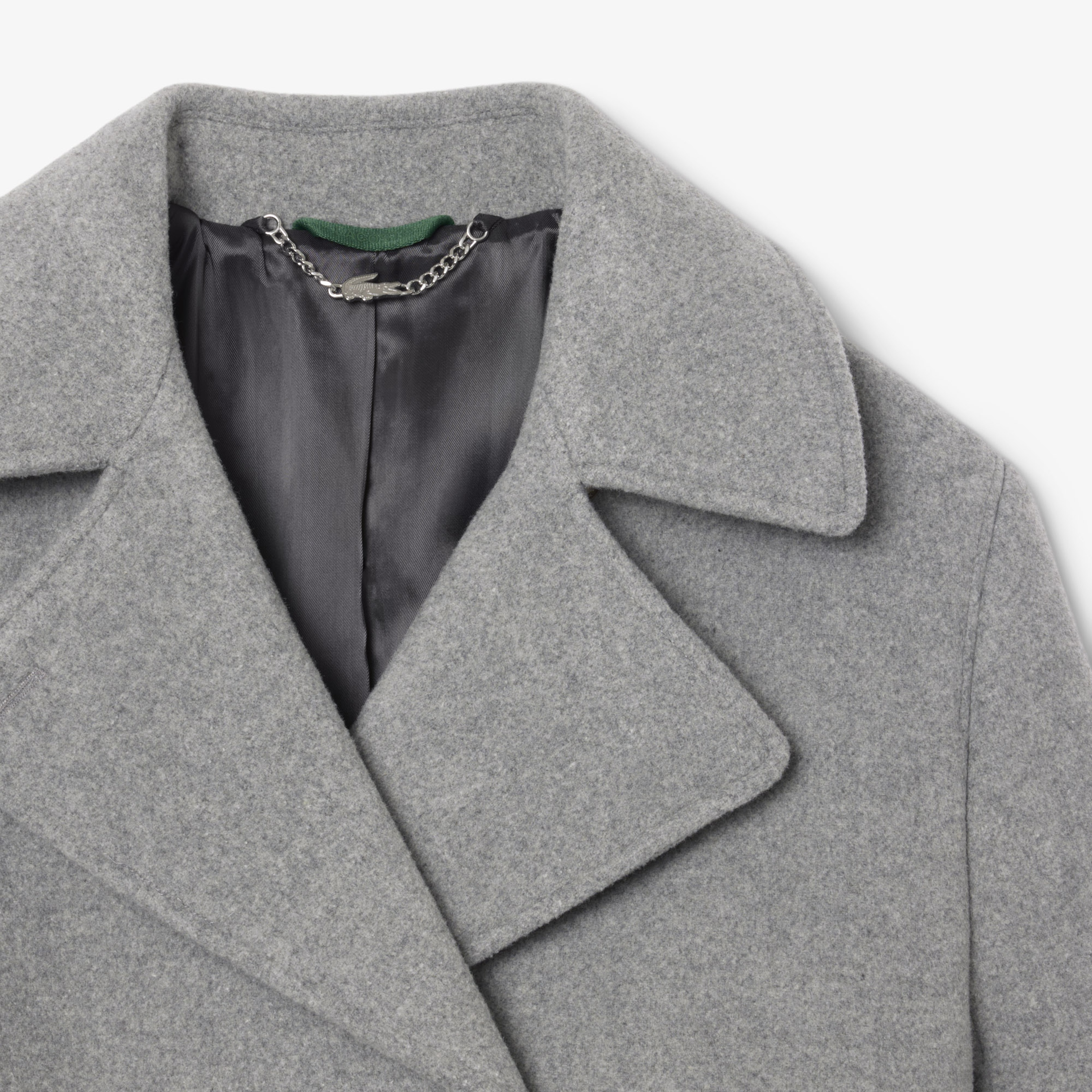 Lacoste Kadın Oversize Fit Koyu Gri Kaban