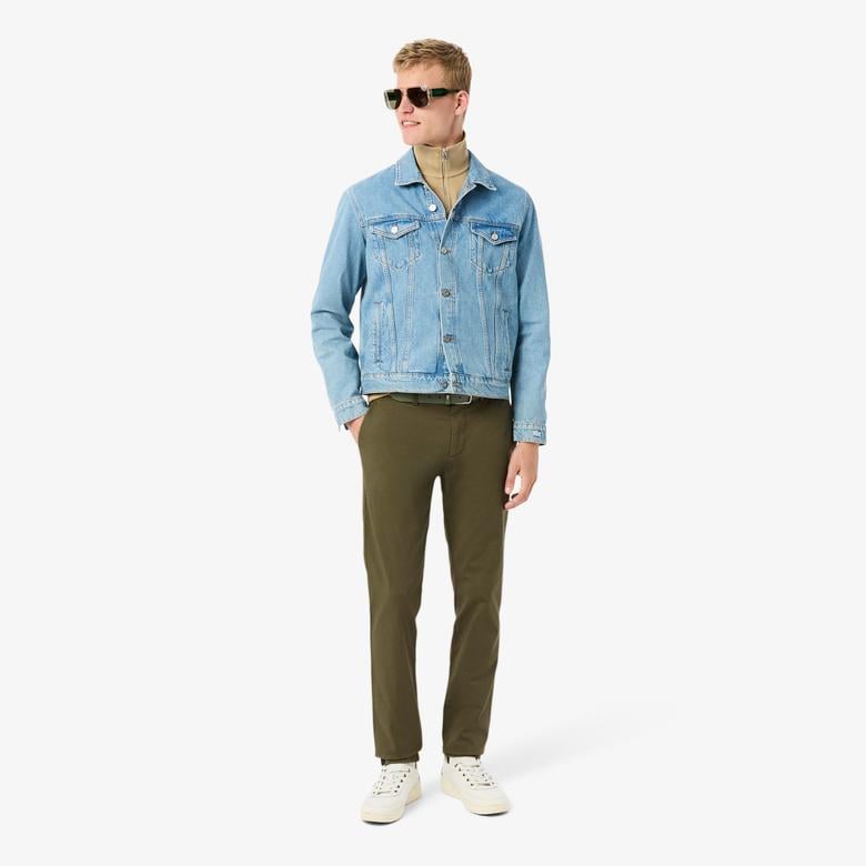 Erkek Slim Fit Haki Chino Pantolon