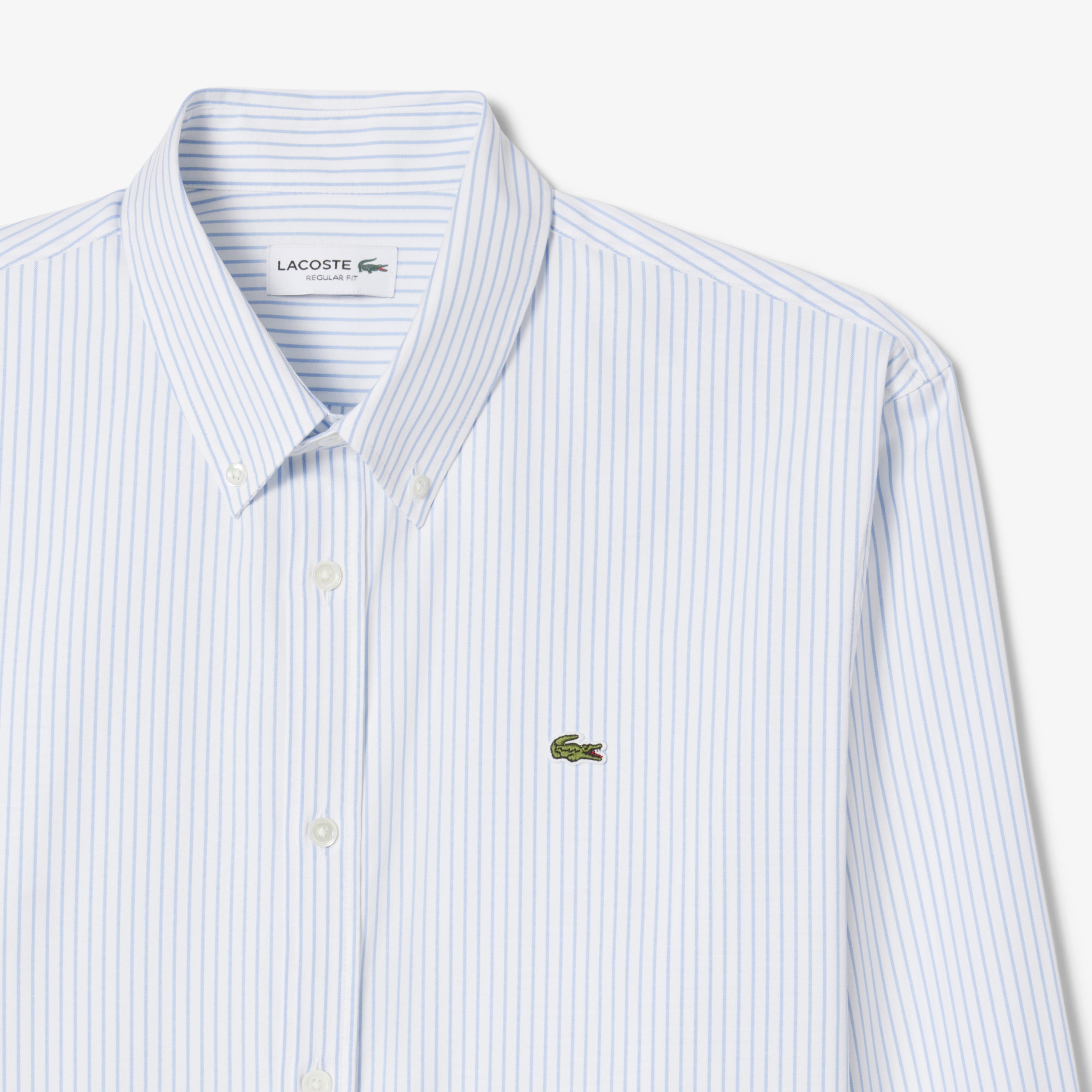 Lacoste Erkek Regular Fit Çizgili Beyaz Gömlek
