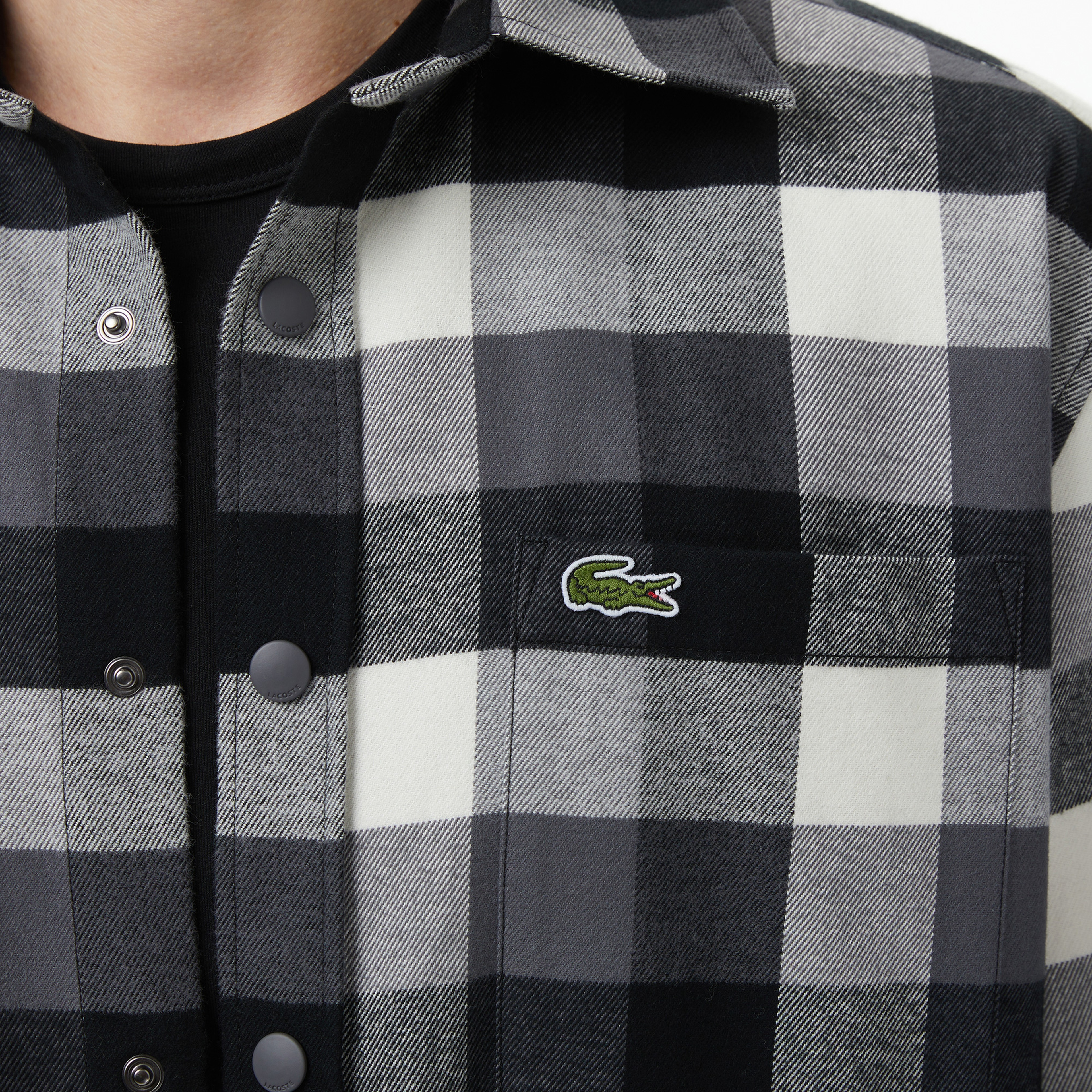 Lacoste Erkek Relaxed Fit Kareli Siyah Gömlek