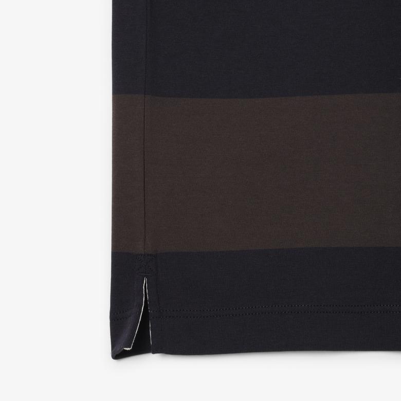 Lacoste Erkek Relaxed Fit Çizgili Koyu Mavi Rugby Polo