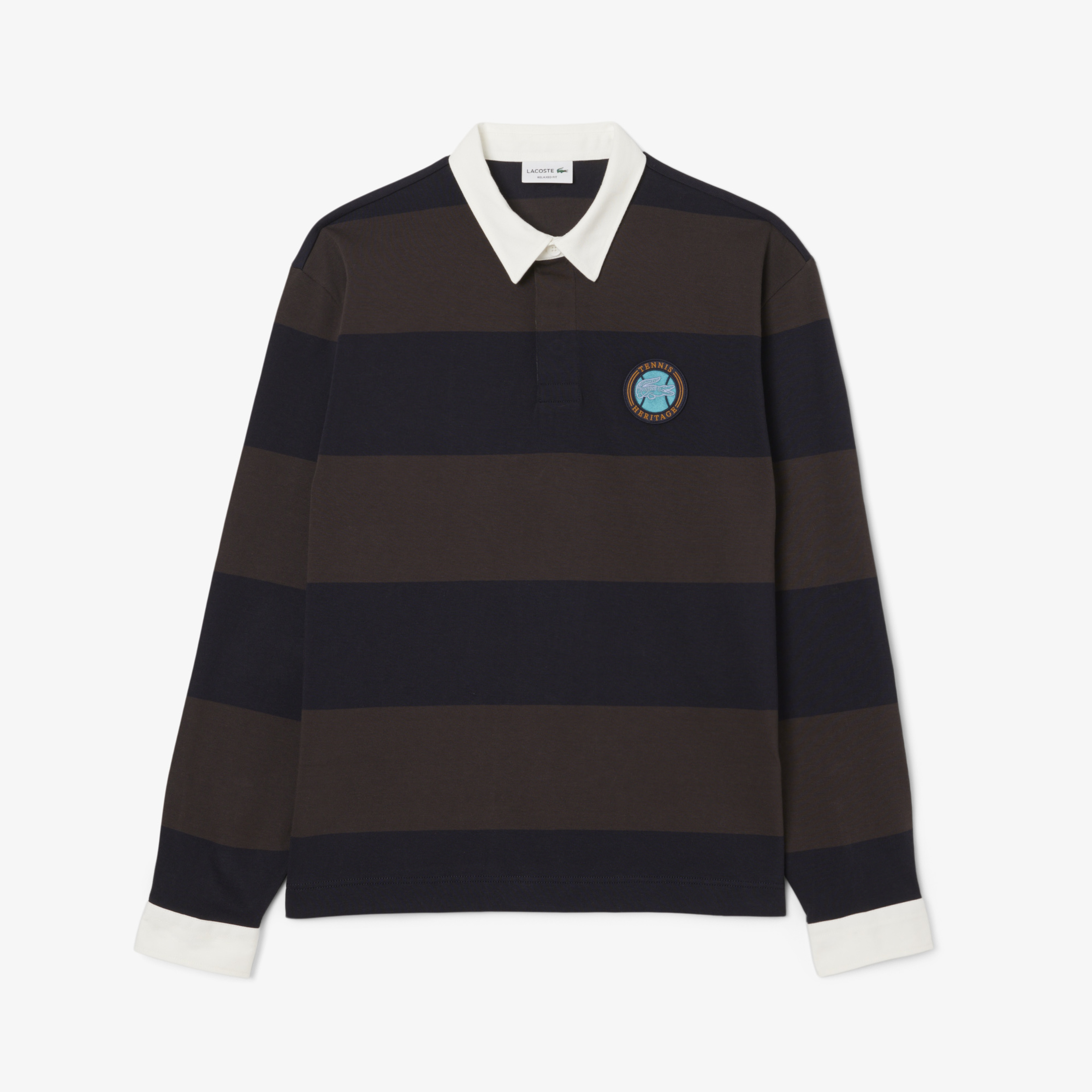 Lacoste Erkek Relaxed Fit Çizgili Koyu Mavi Rugby Polo