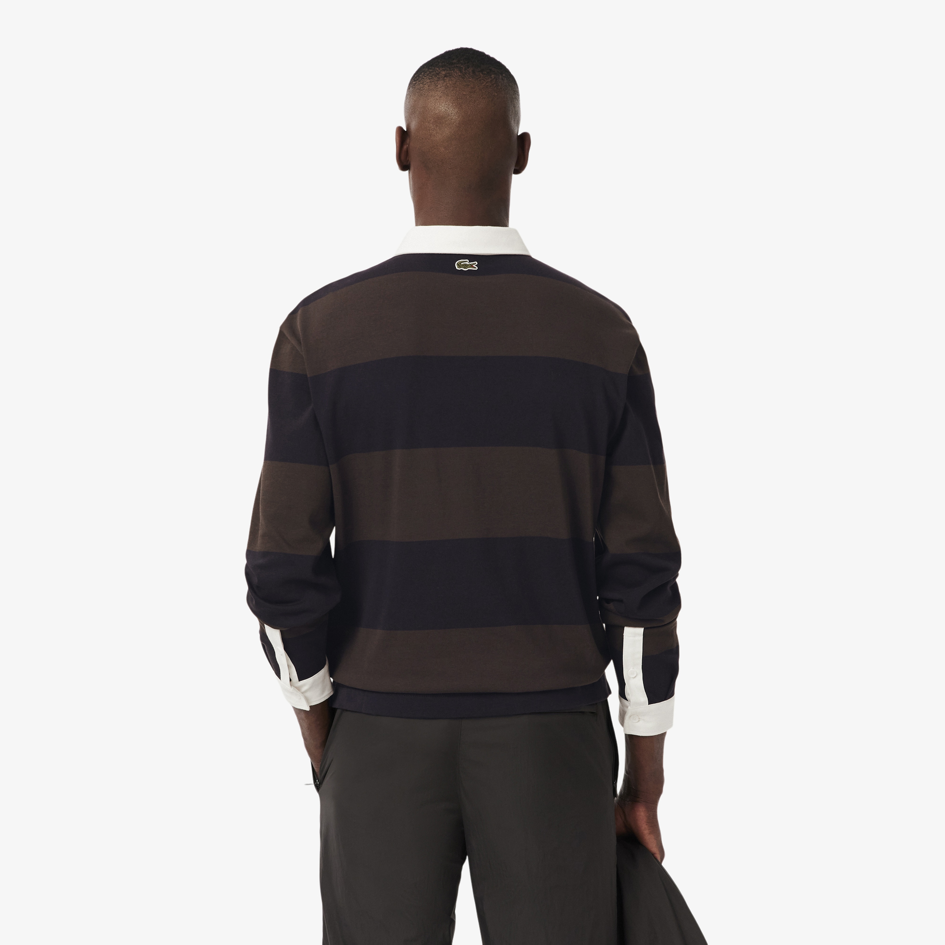 Lacoste Erkek Relaxed Fit Çizgili Koyu Mavi Rugby Polo