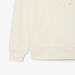 Lacoste Kadın Relaxed Fit Kapüşonlu Baskılı Krem Sweatshirt